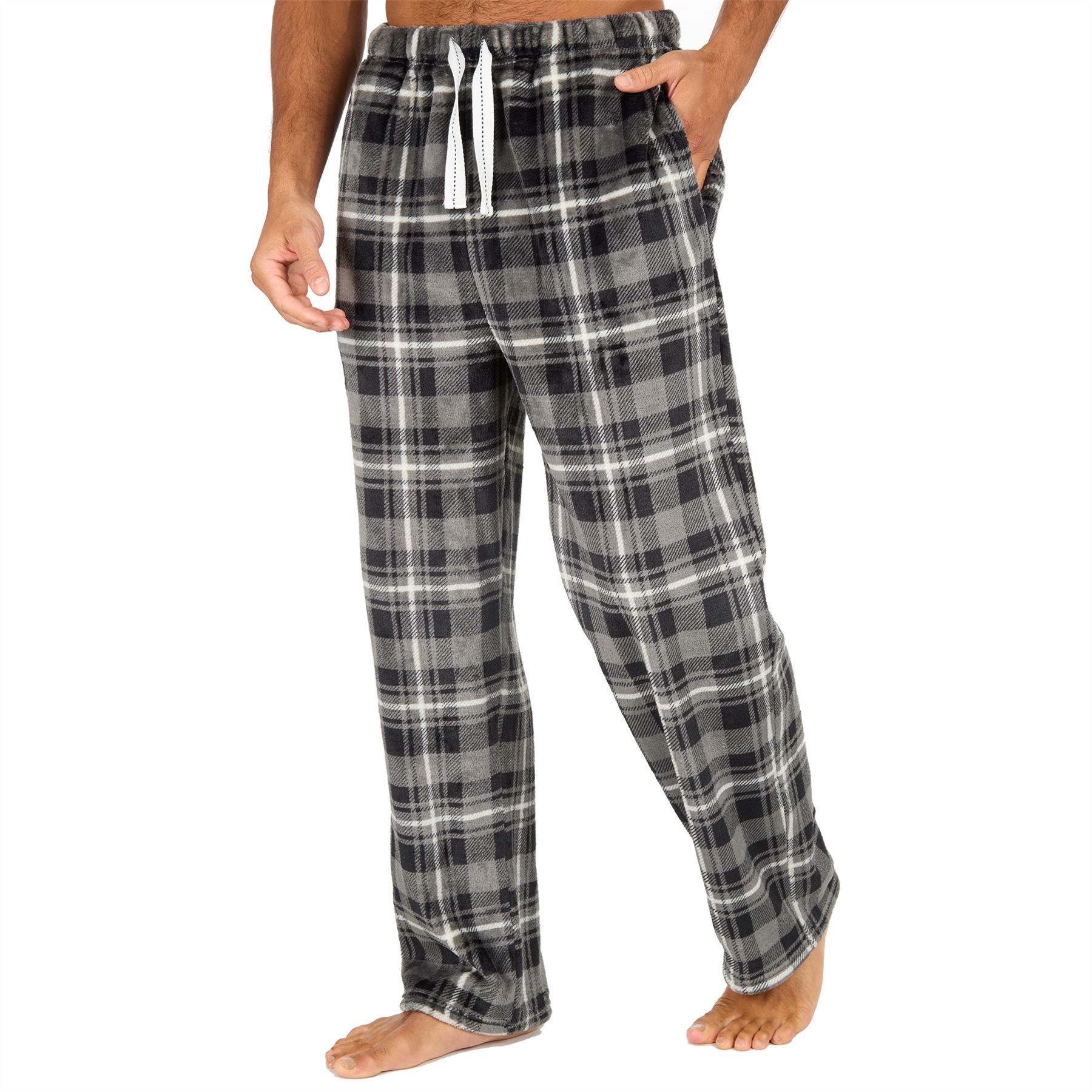 Pantalones de salón de lana para hombre Pantalones de pijama Pijamas Juegos Cuadros Talla S-XXL - Imagen 18 de 41