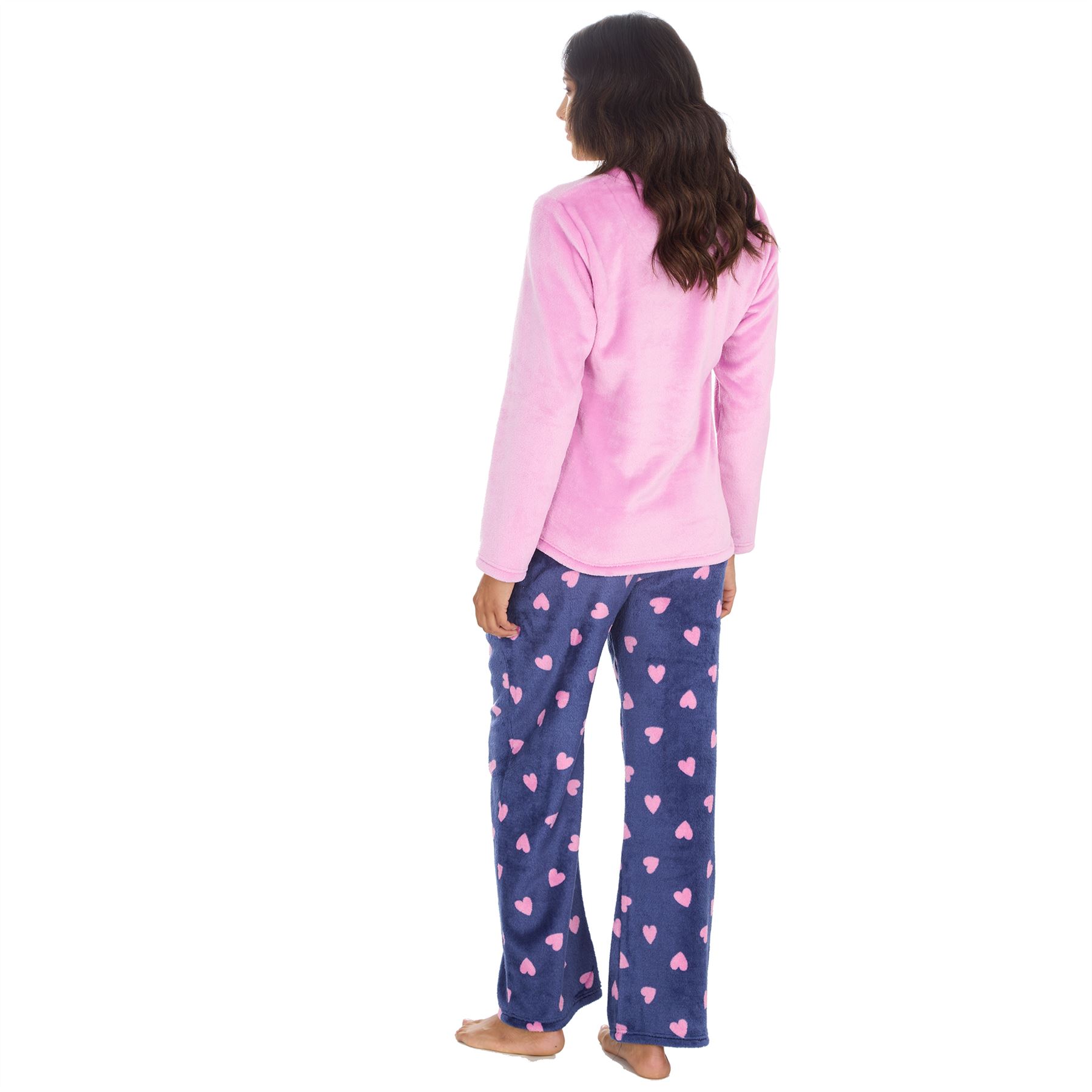 Womens Fleece Pyjamas Ladies Lounge Pyjama Nightwear Set Size 8-22 - Picture 29 of 40