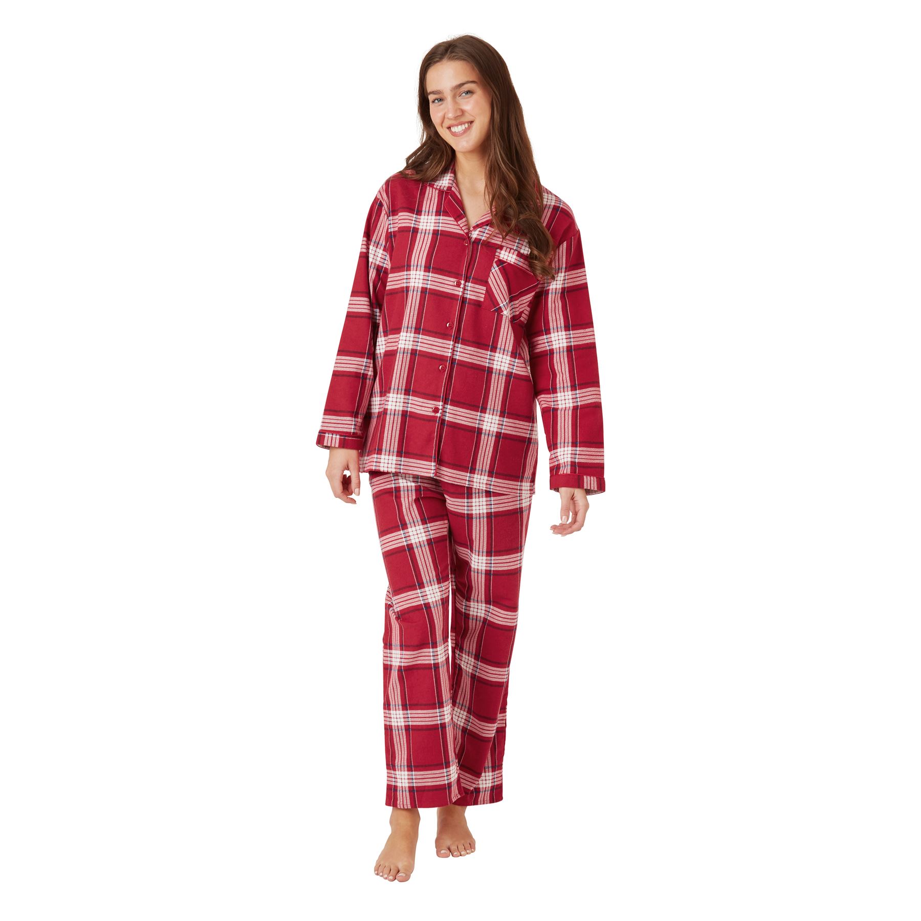 100% Brushed Cotton Pyjamas Ladies Winceyette Pyjama Set Size 8-26 - Picture 86 of 104