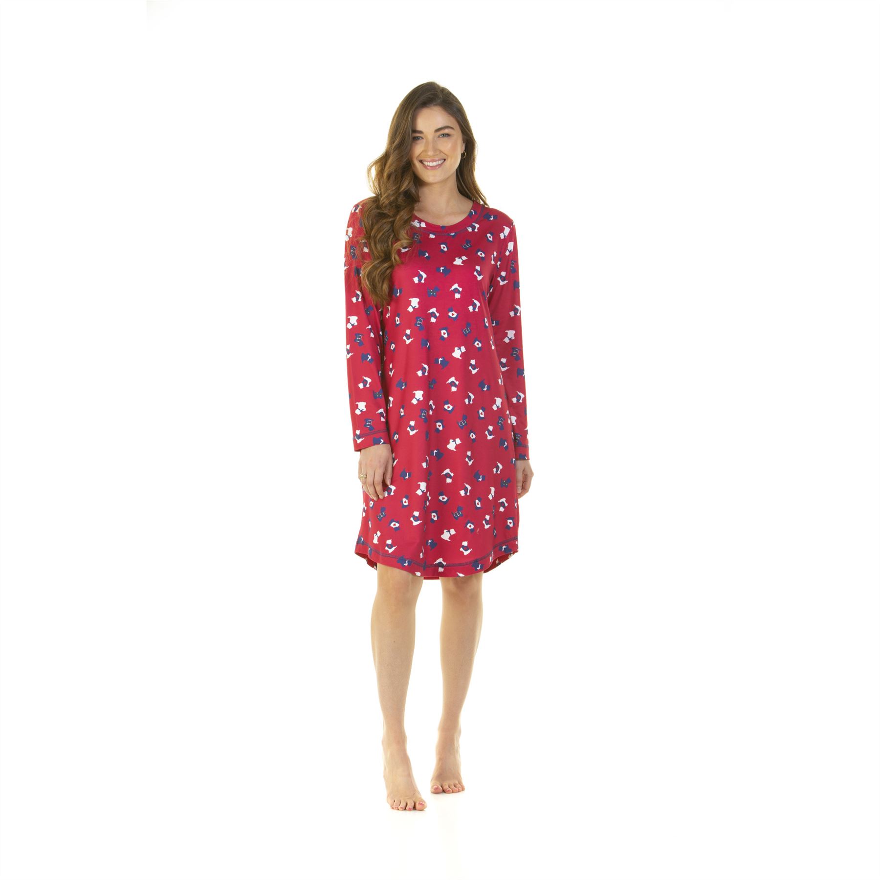 Womens Nightdress Long Sleeve Jersey Knit Ladies Nightie UK 8-22 - Picture 40 of 45