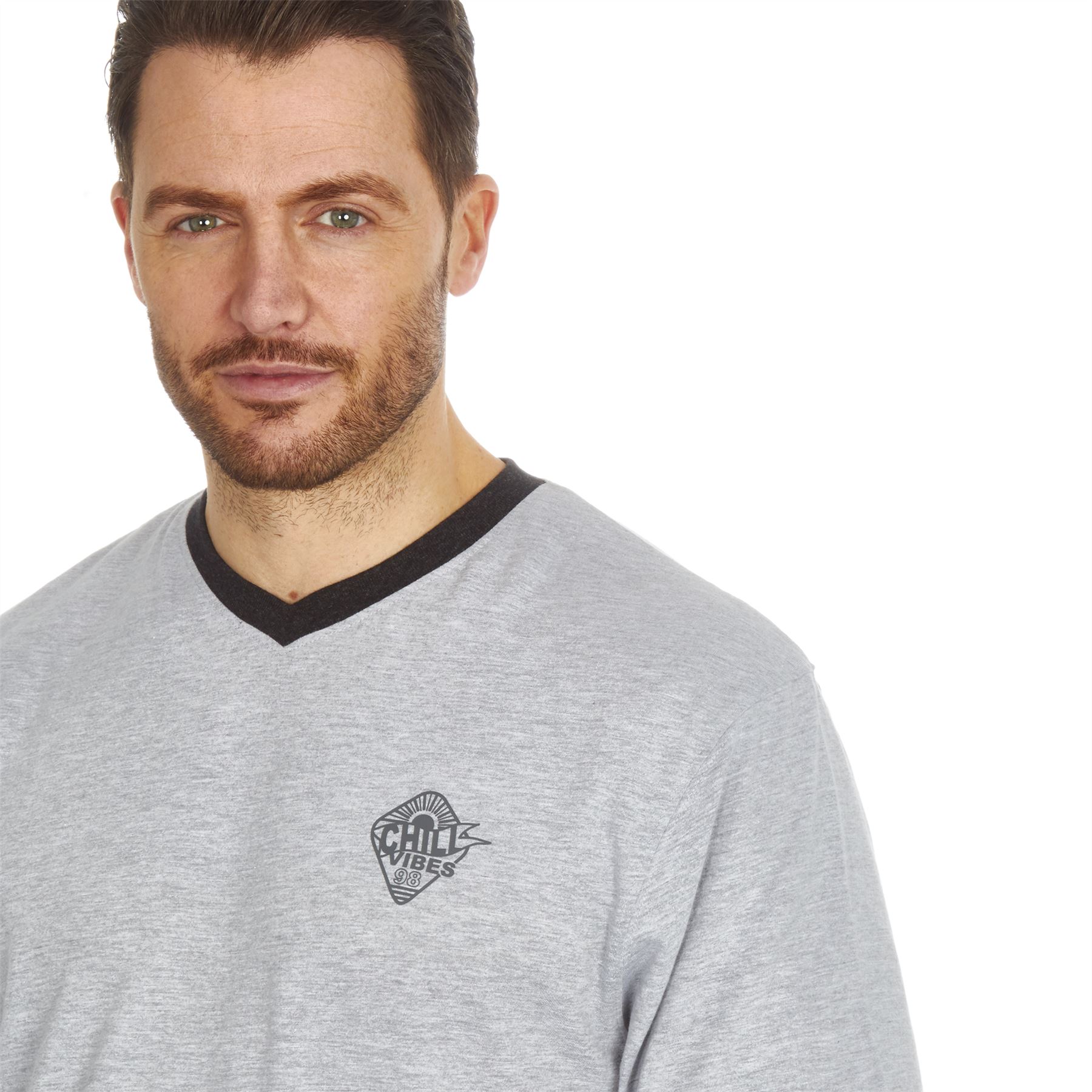 Conjunto de pijama de verano de manga corta para hombre ropa de dormir cuello en V - Imagen 22 de 29