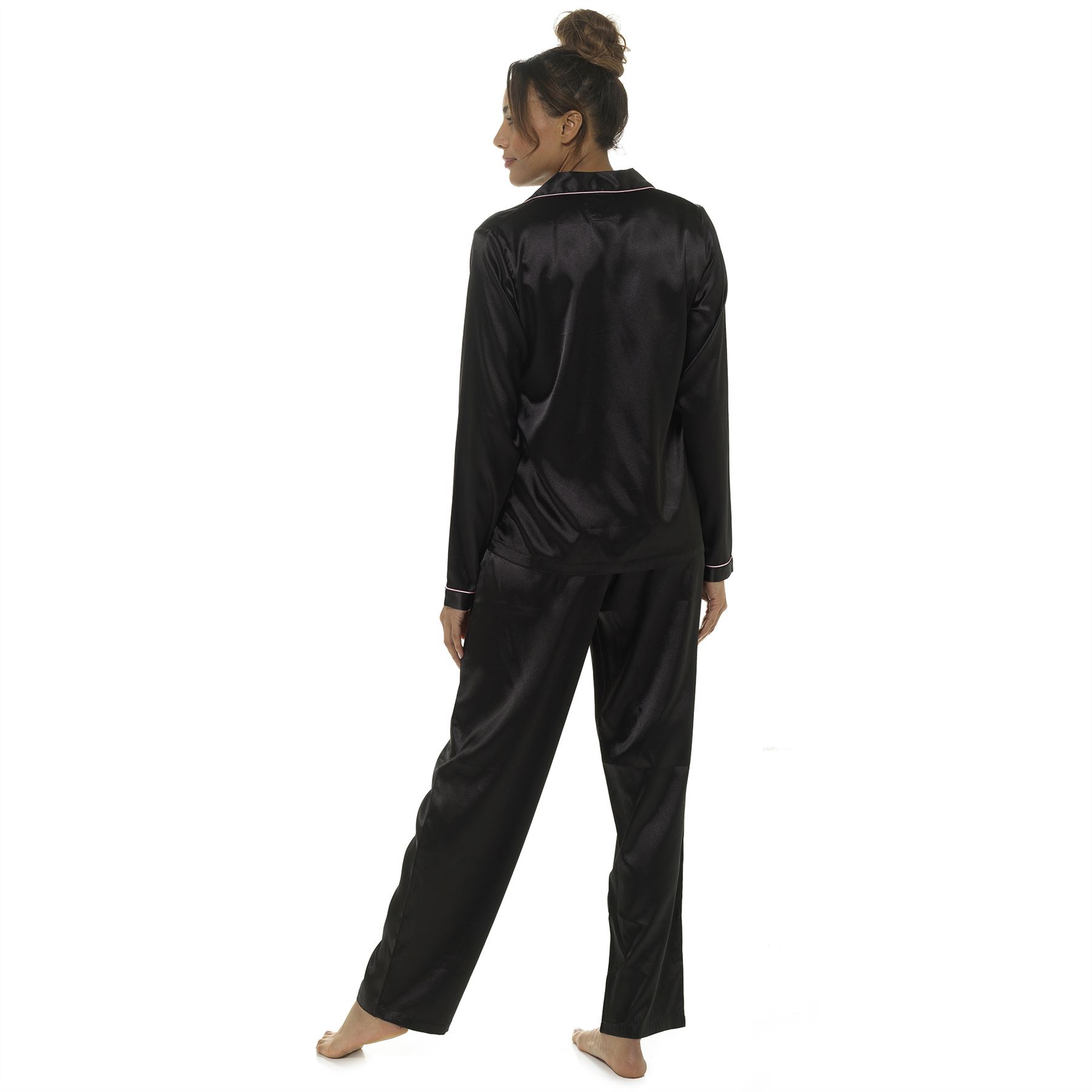Pijamas de satén manga larga para dama/mujer PJs talla 8-22 - Imagen 3 de 5