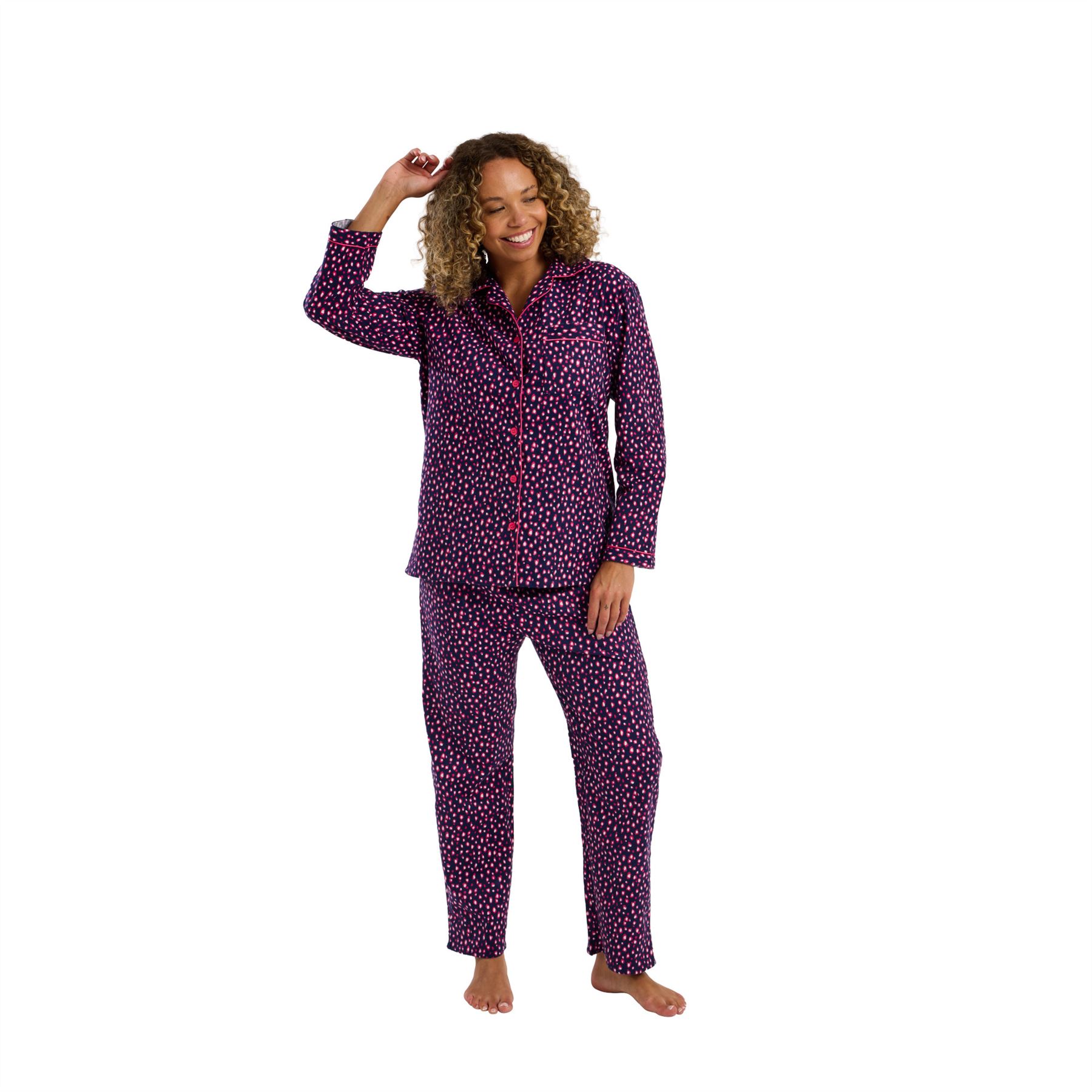 100% Brushed Cotton Pyjamas Ladies Winceyette Pyjama Set Size 8-26 - Picture 43 of 104