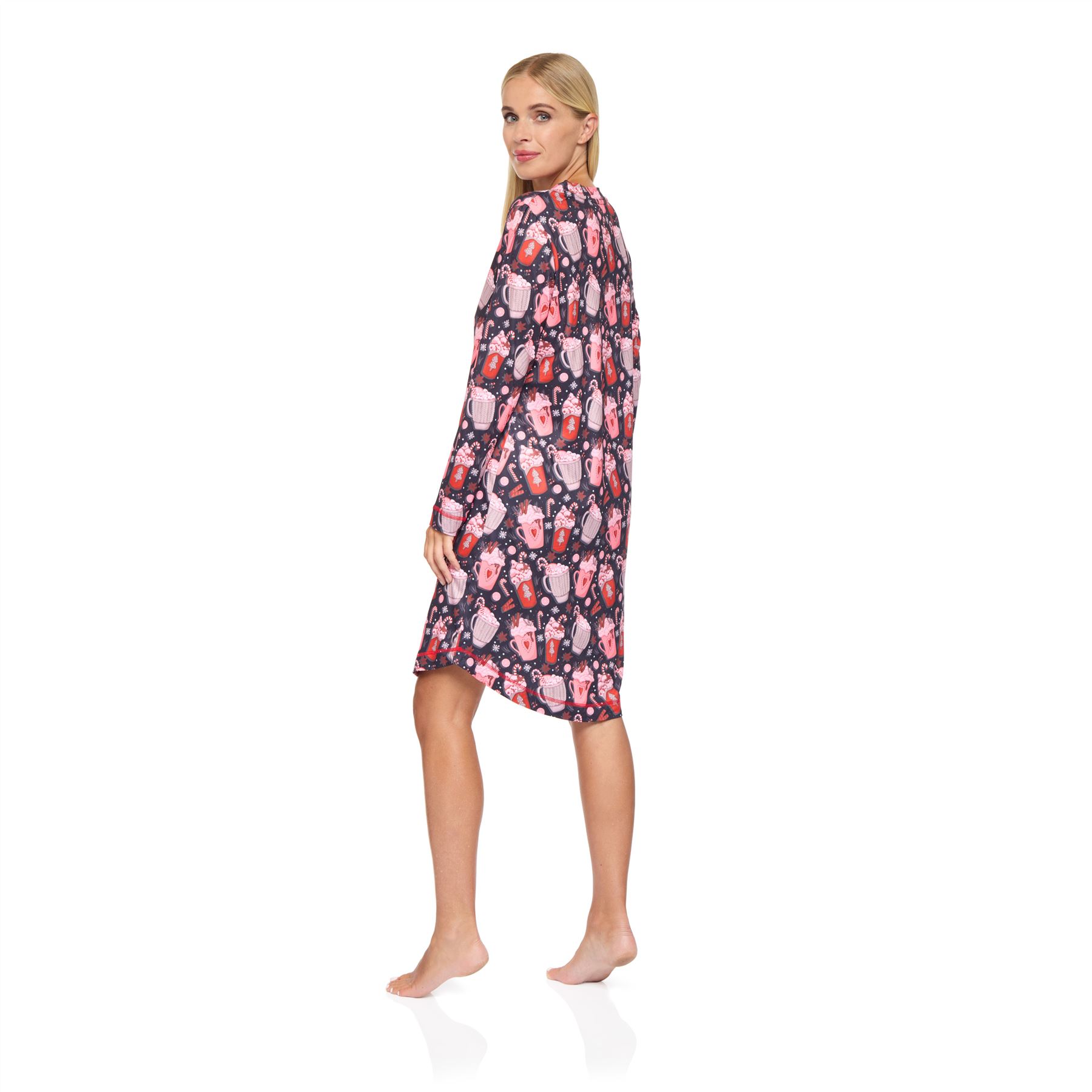 Womens Nightdress Long Sleeve Jersey Knit Ladies Nightie UK 8-22 - Picture 20 of 45