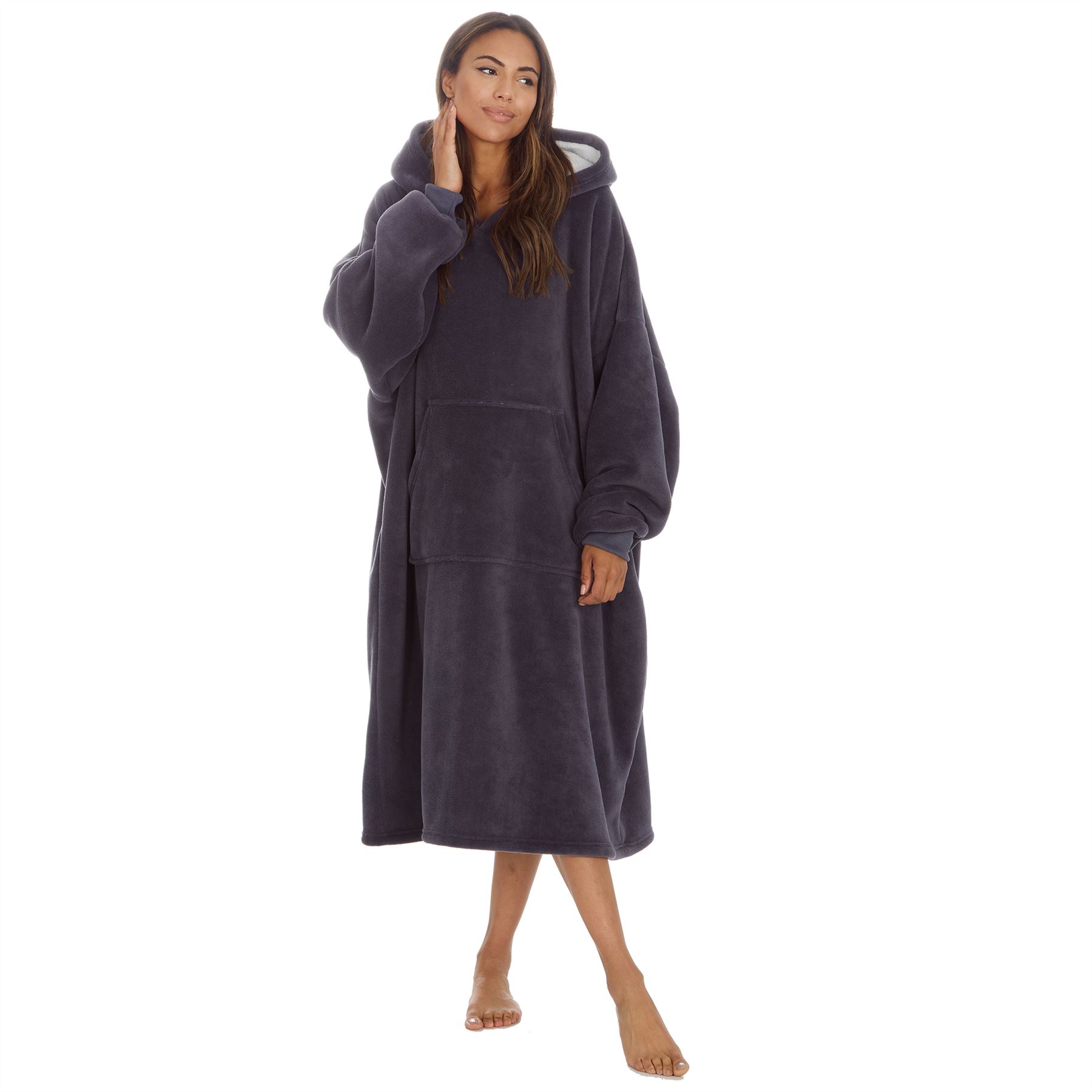 Womens Oversized Hoodie Thick Fleece Warm Snuggle Ladies Robe Adult Blanket - Picture 12 of 17