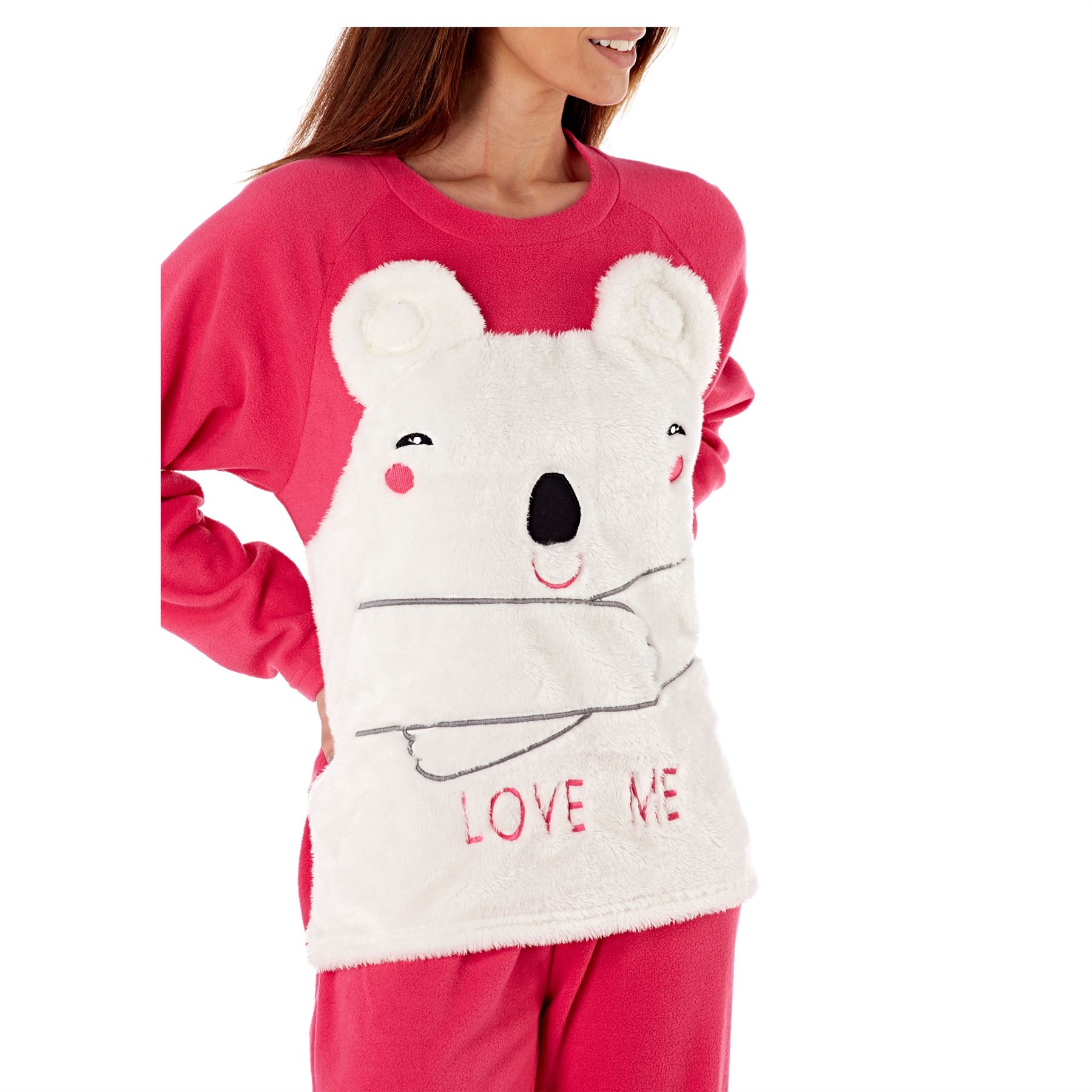 Womens/Ladies Fleece Thermal Pyjamas Pyjama PJs Winter Nightwear Set Size 8-22 | eBay