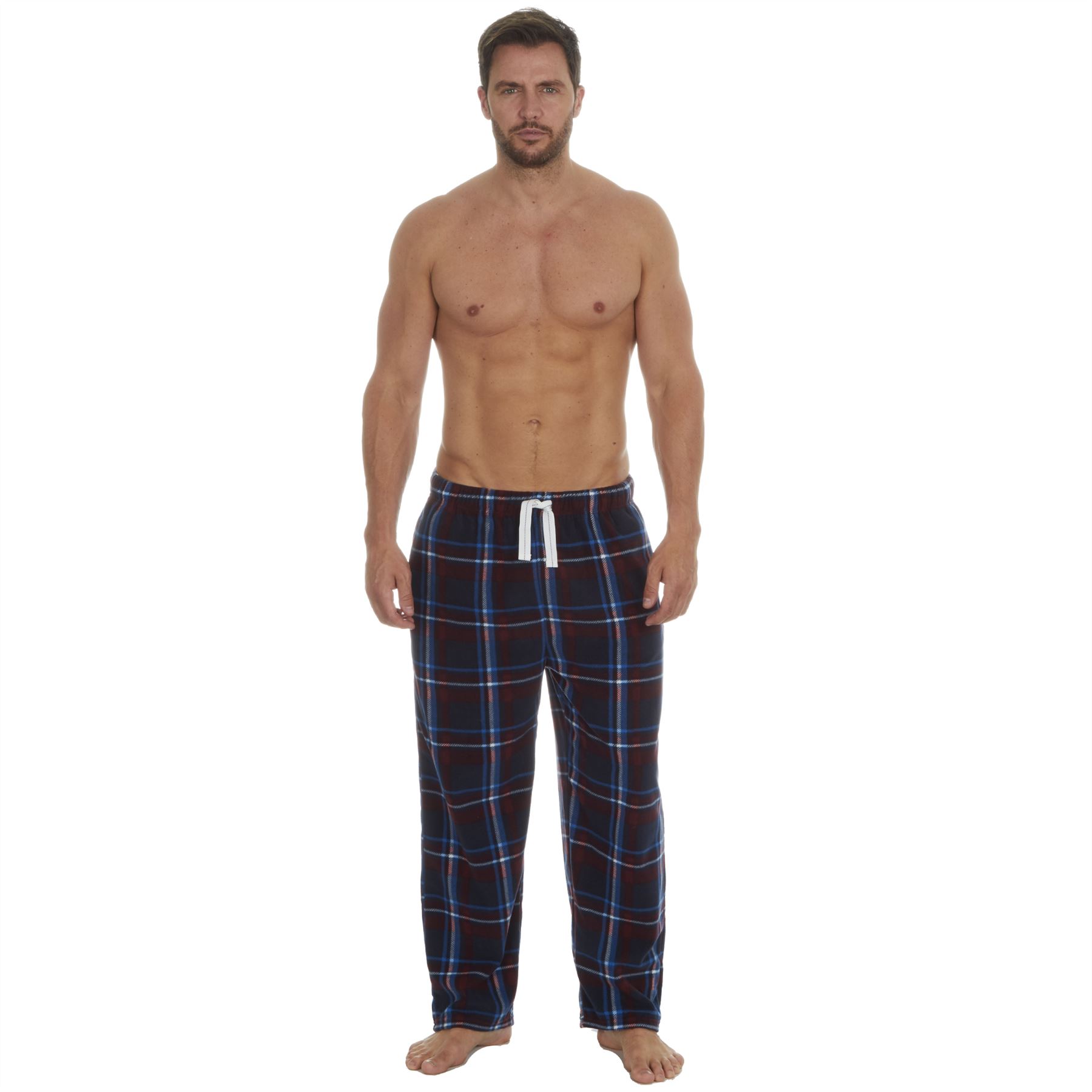 Pantalones de salón/fondos de pijama de vellón a cuadros para hombre talla S-XXL NUEVOS - Imagen 7 de 9