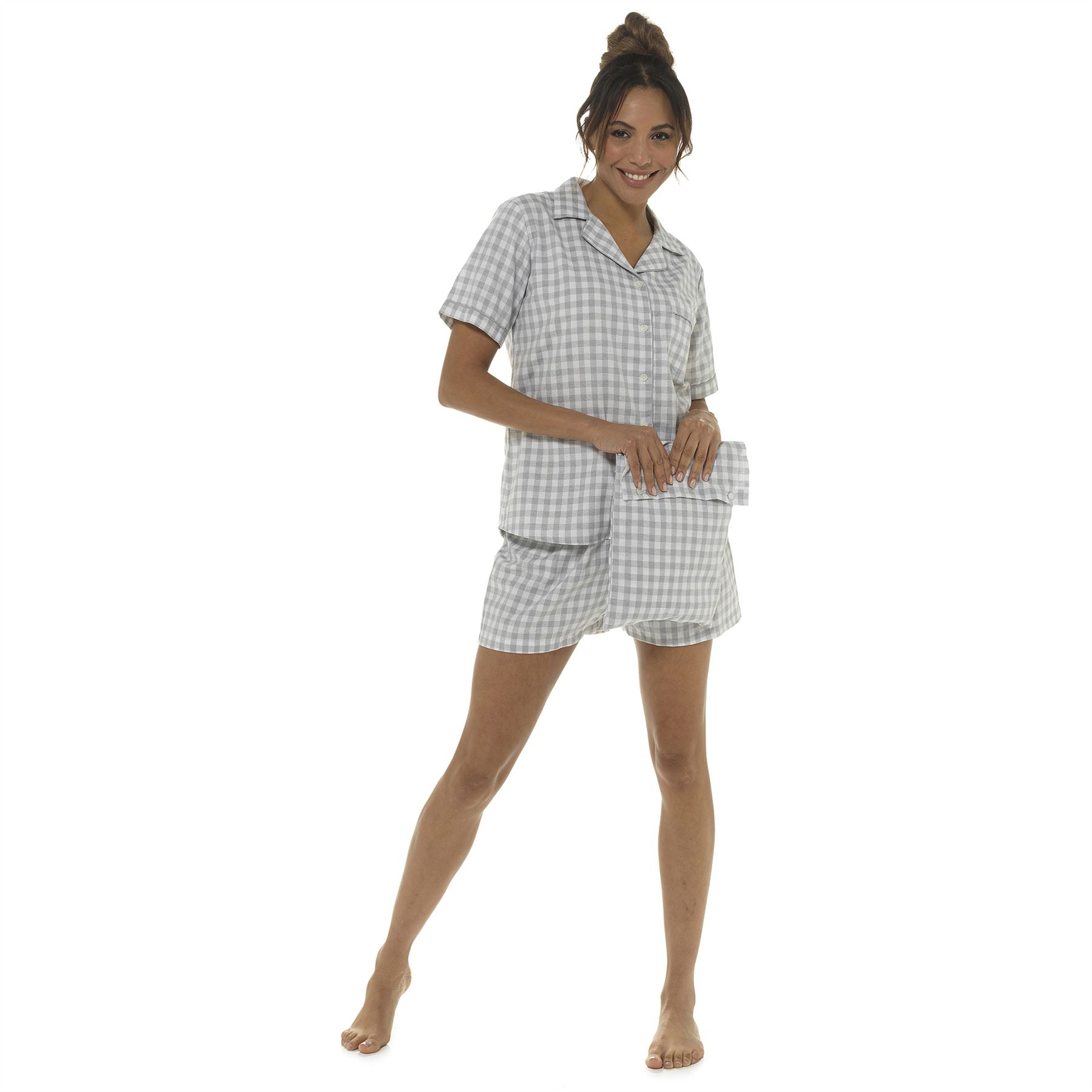 Juego de pijamas/pantalones cortos tejidos a cuadros para dama/mujer talla 8-22 - Imagen 2 de 5