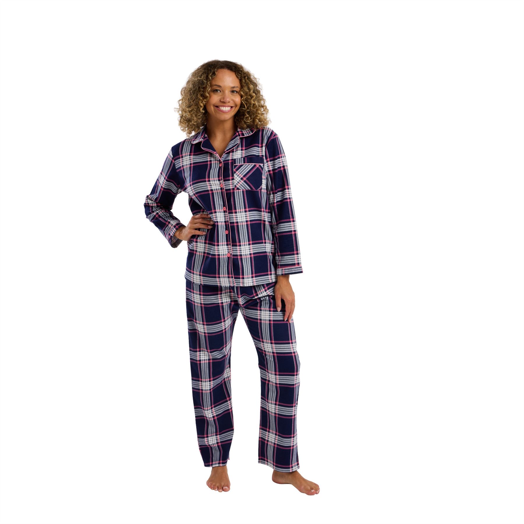 100% Brushed Cotton Pyjamas Ladies Winceyette Pyjama Set Size 8-26 - Picture 47 of 104