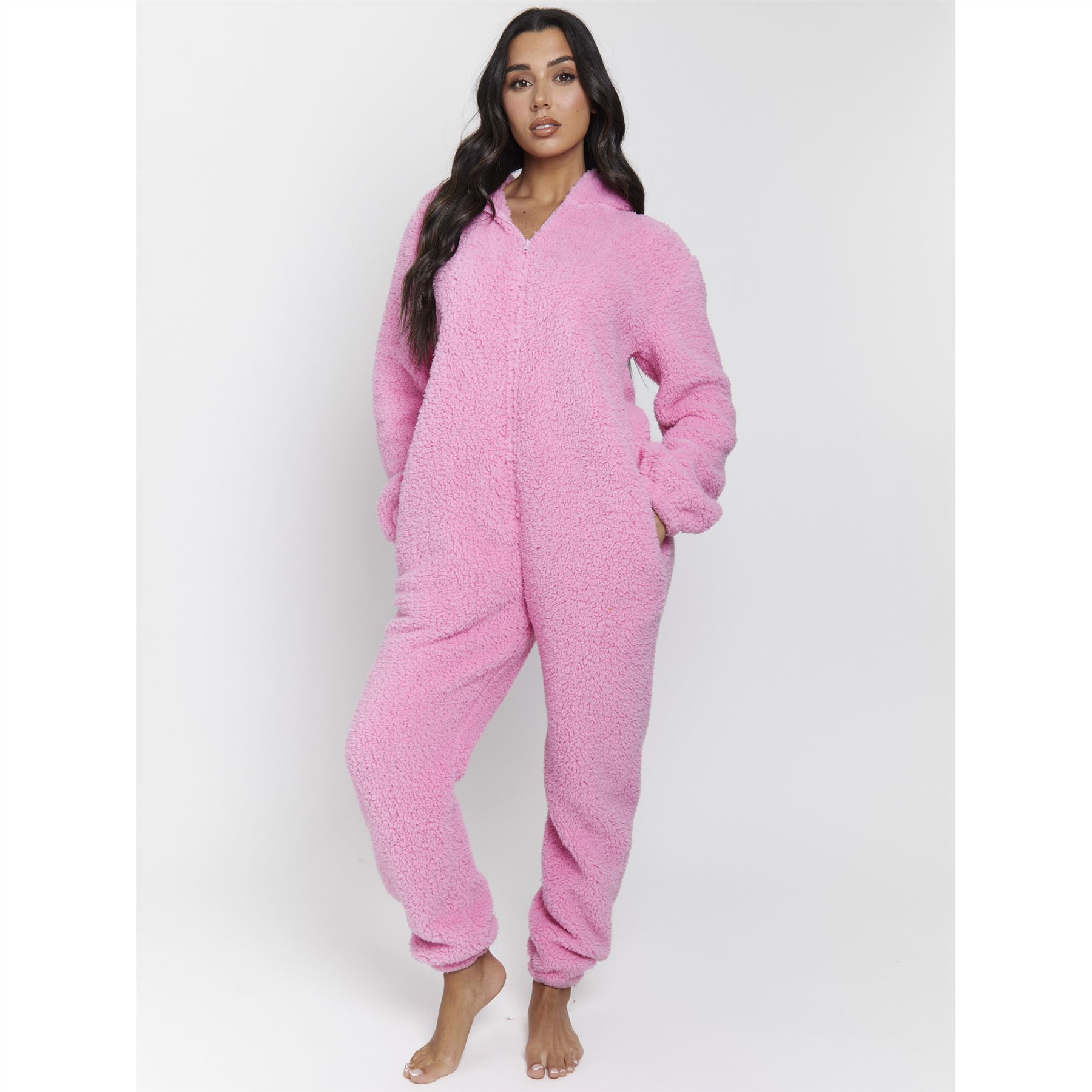 Ladies/Womens/Girls Fleece All In One Pyjamas Outfit Costume Hood Size 6-22 - Picture 85 of 215