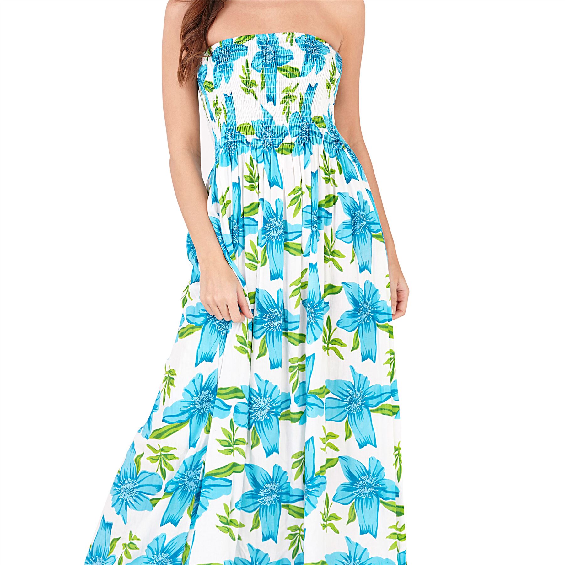 Ladies Summer//Beach Strapless//Bandeau Maxi Sun Dress Size 8-22 NEW