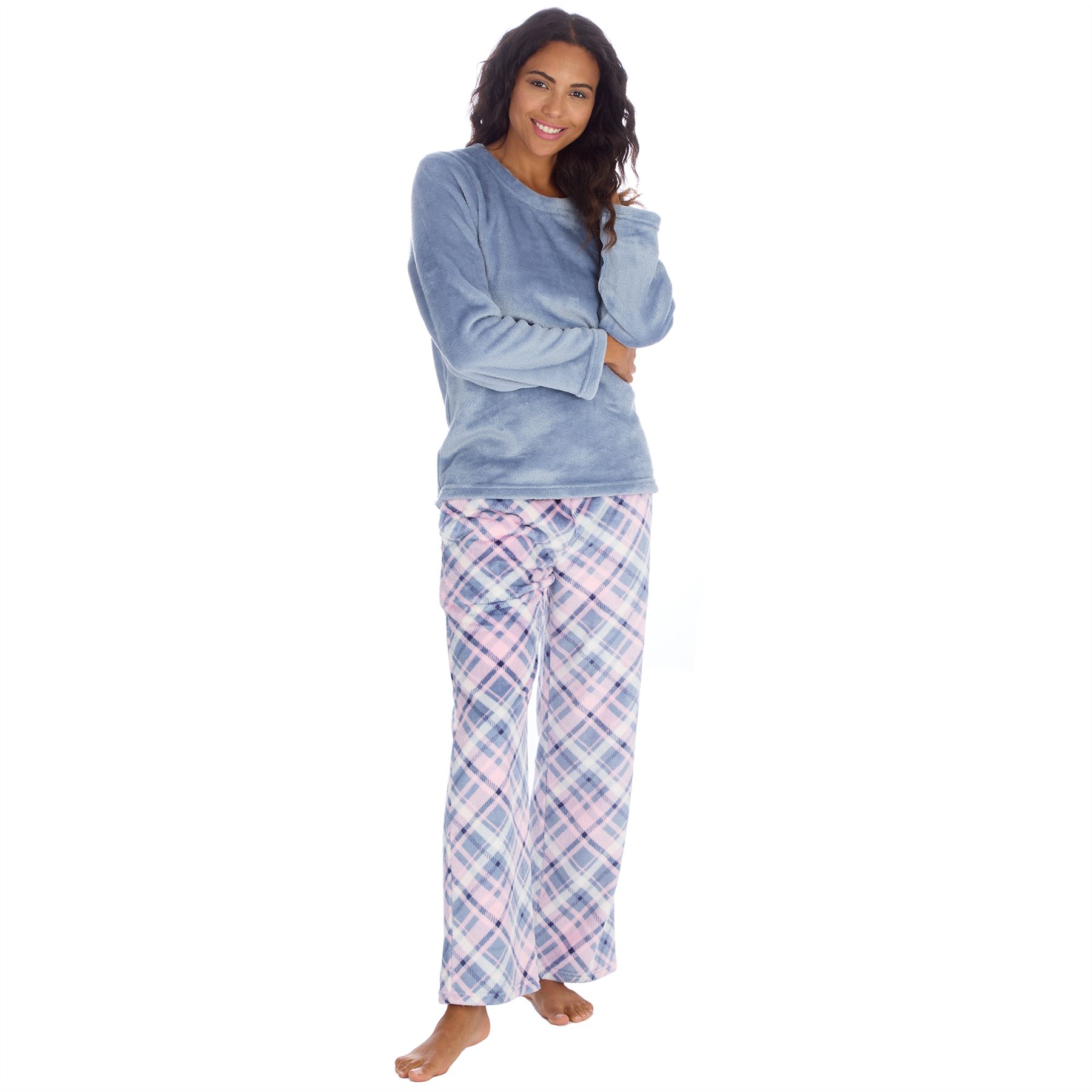 Womens Fleece Pyjamas Ladies Lounge Pyjama Nightwear Set Size 8-22 - Picture 22 of 40