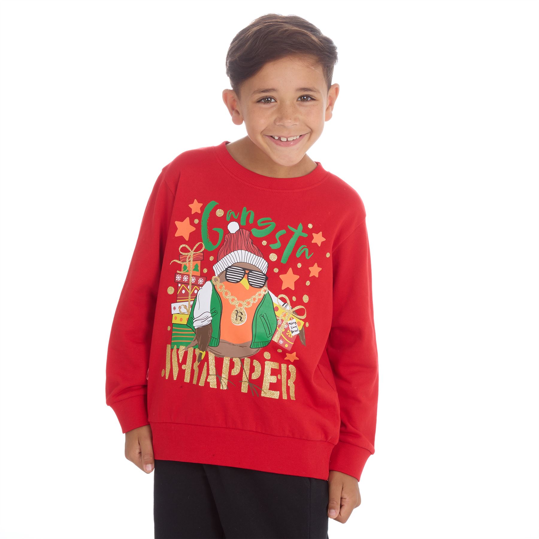 Kids Christmas Jumper Boys Girls Sweatshirt Green/Navy/Red Age 2-13 Years - Picture 30 of 34