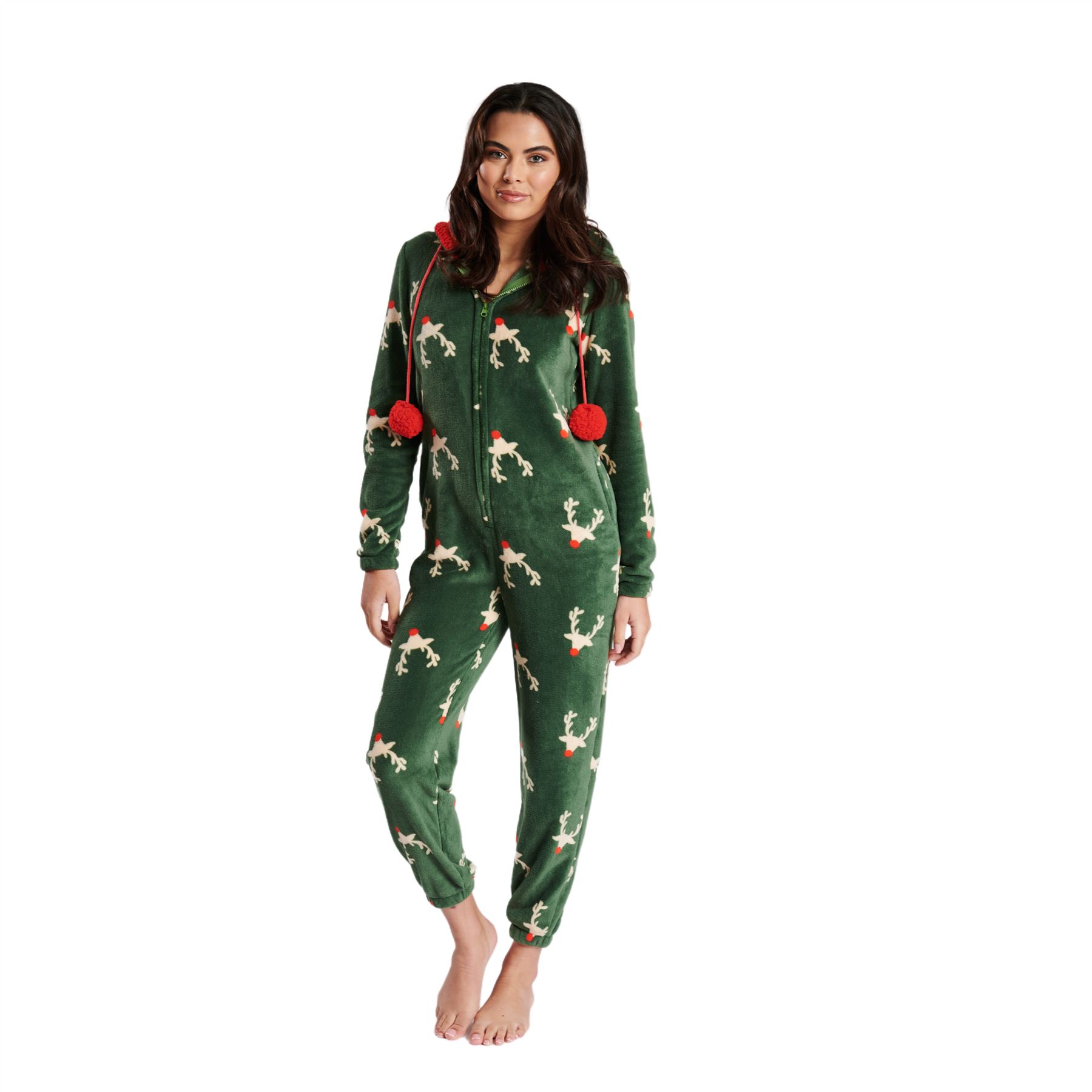 Ladies/Womens/Girls Fleece All In One Pyjamas Outfit Costume Hood Size 6-22 - Picture 67 of 215