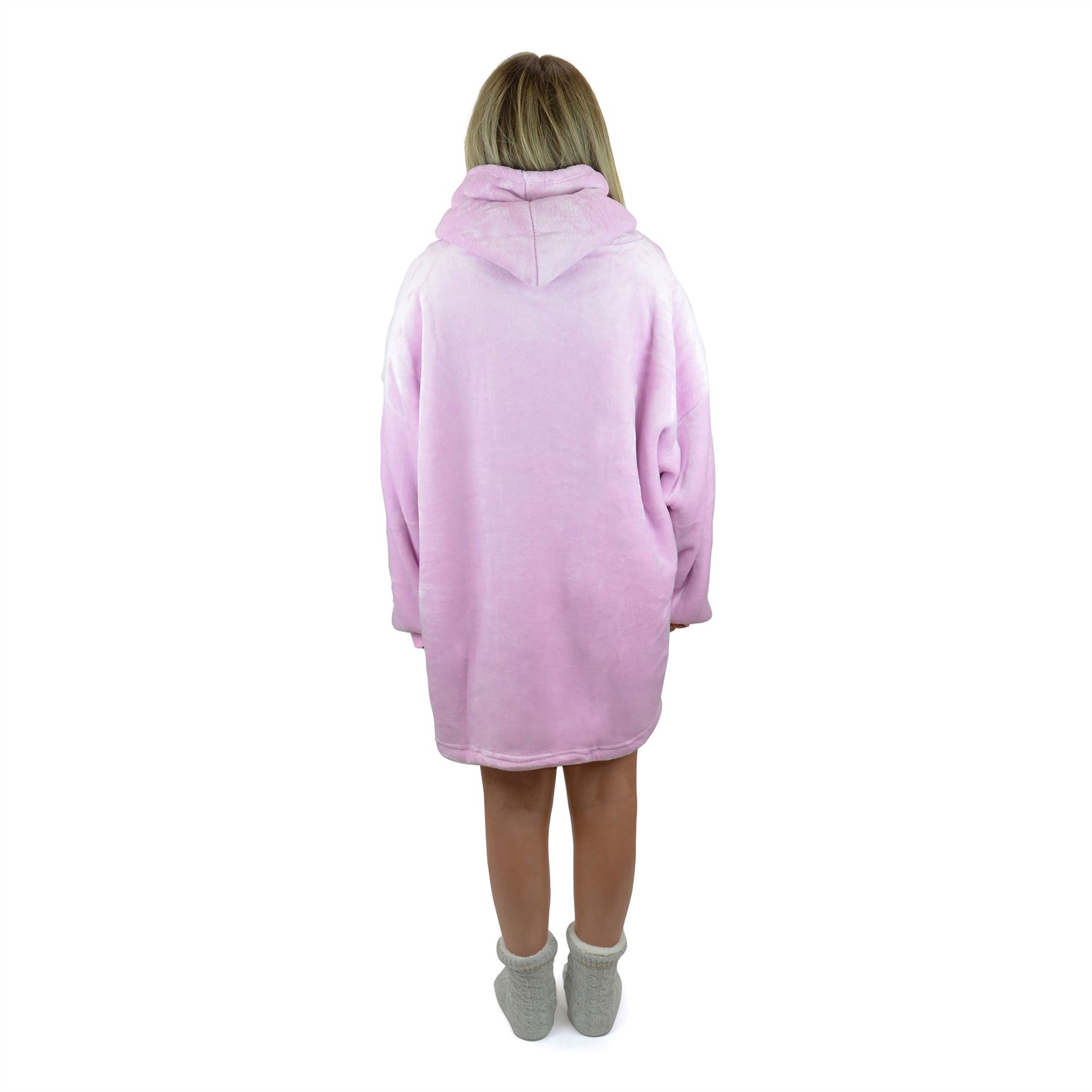 Ladies Oversized Sherpa Fleece Lined Hooded Blanket Warm Winter Adult Hoodie - Picture 8 of 11