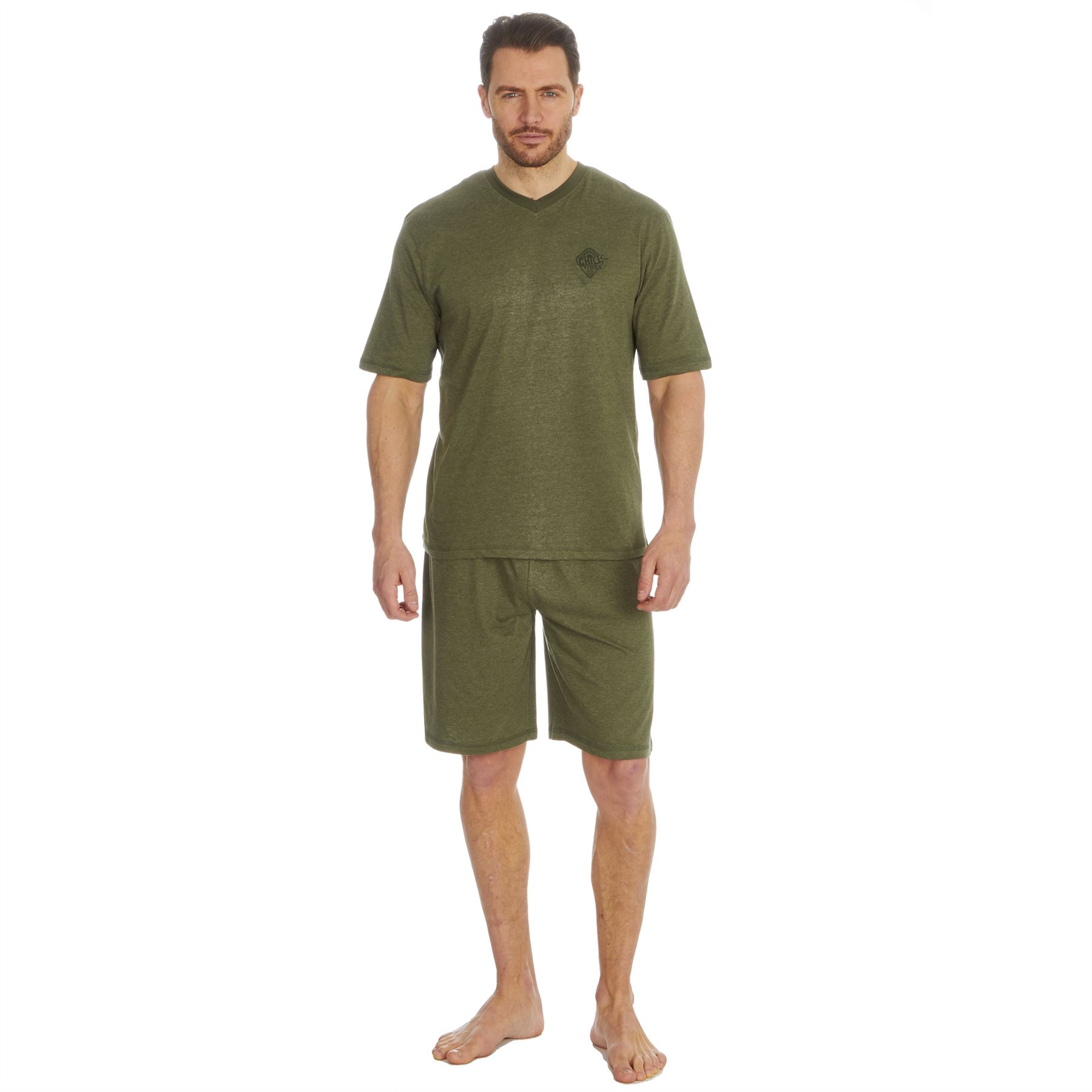 Conjunto de pijama de verano de manga corta para hombre ropa de dormir cuello en V - Imagen 24 de 29