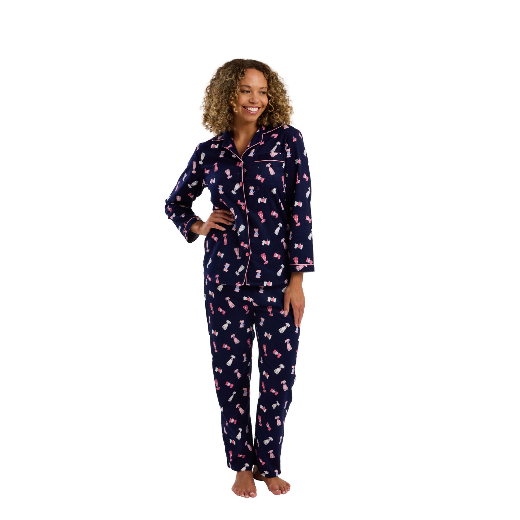 100% Brushed Cotton Pyjamas Ladies Winceyette Pyjama Set Size 8-26 - Picture 52 of 104