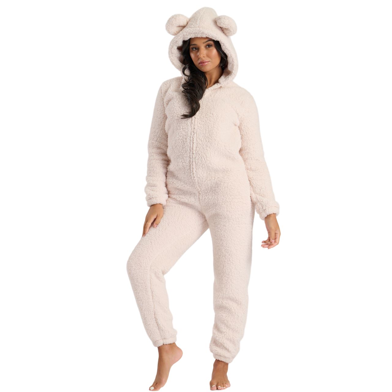 Ladies Teddy Fleece Sherpa All In One With Hood Warm Loungewear - Picture 13 of 51