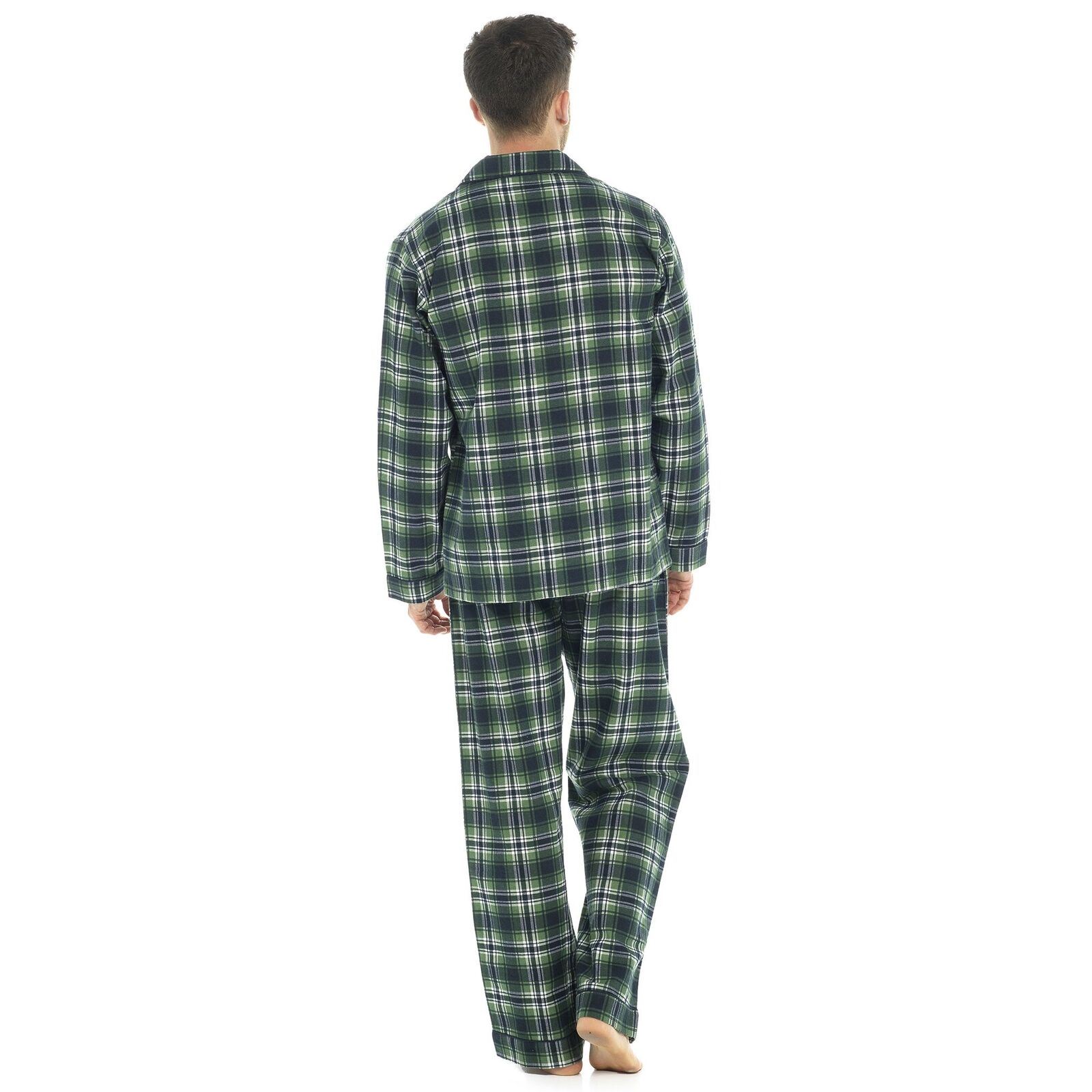 Herren-Pyjama-Set aus 100 % gebürstete Baumwolle Flanell kariert gestreift traditionelle PJs - Bild 24 von 28
