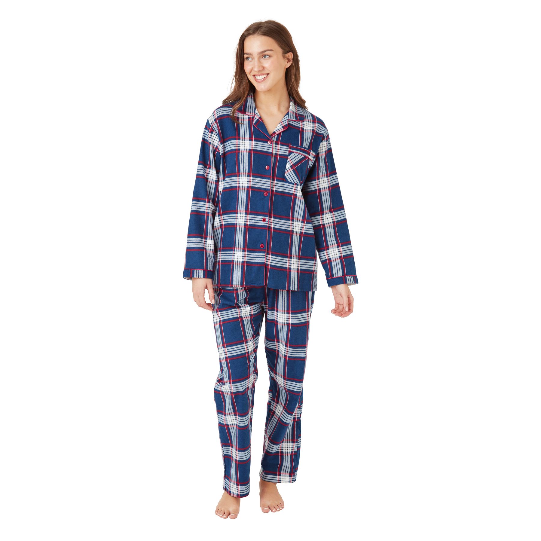 100% Brushed Cotton Pyjamas Ladies Winceyette Pyjama Set Size 8-26 - Picture 55 of 104