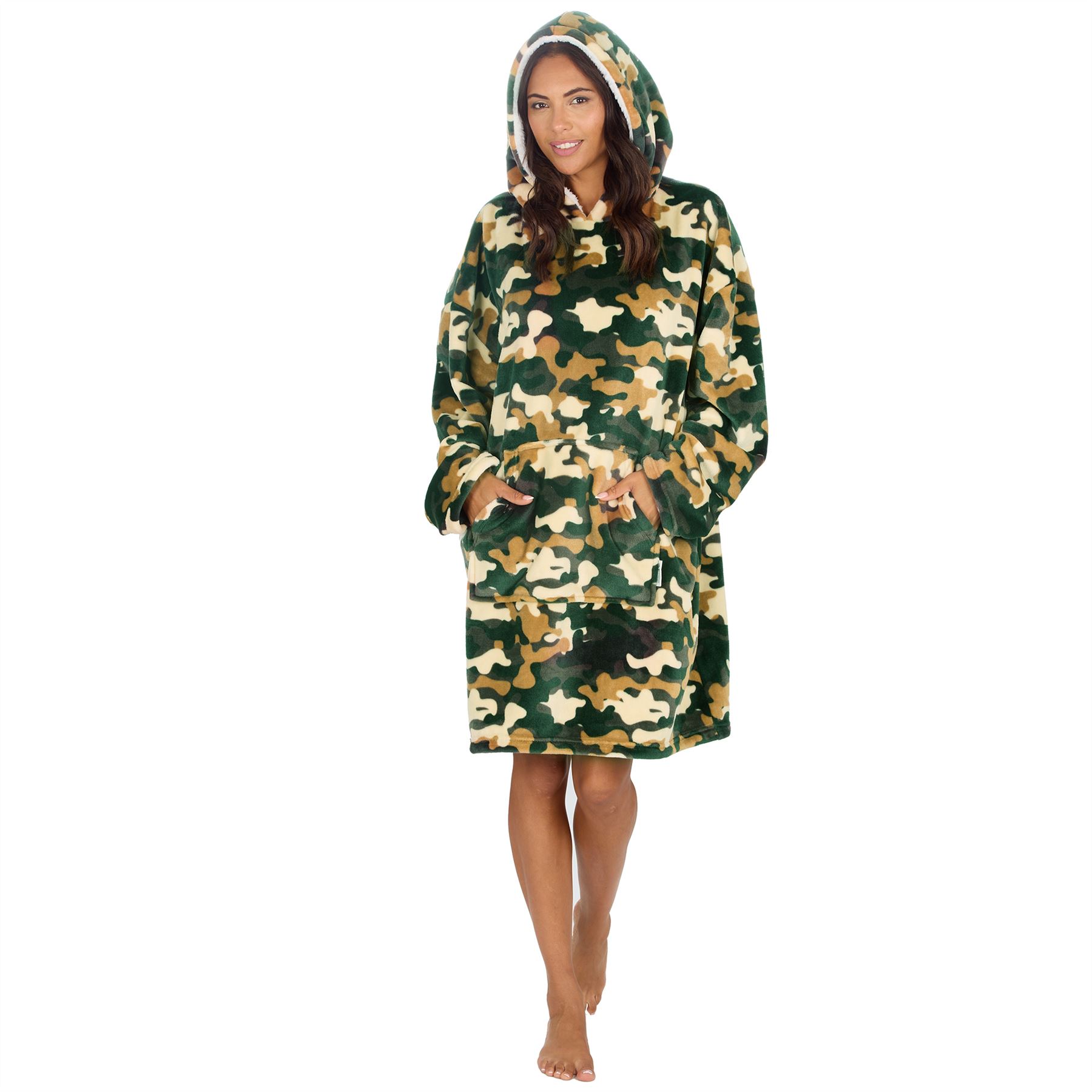 Hombres Mujeres Sudadera con Capucha de Gran Tamaño Polar Manta con Capucha Adulto Juego Jugador Bata Camuflada - Imagen 16 de 48