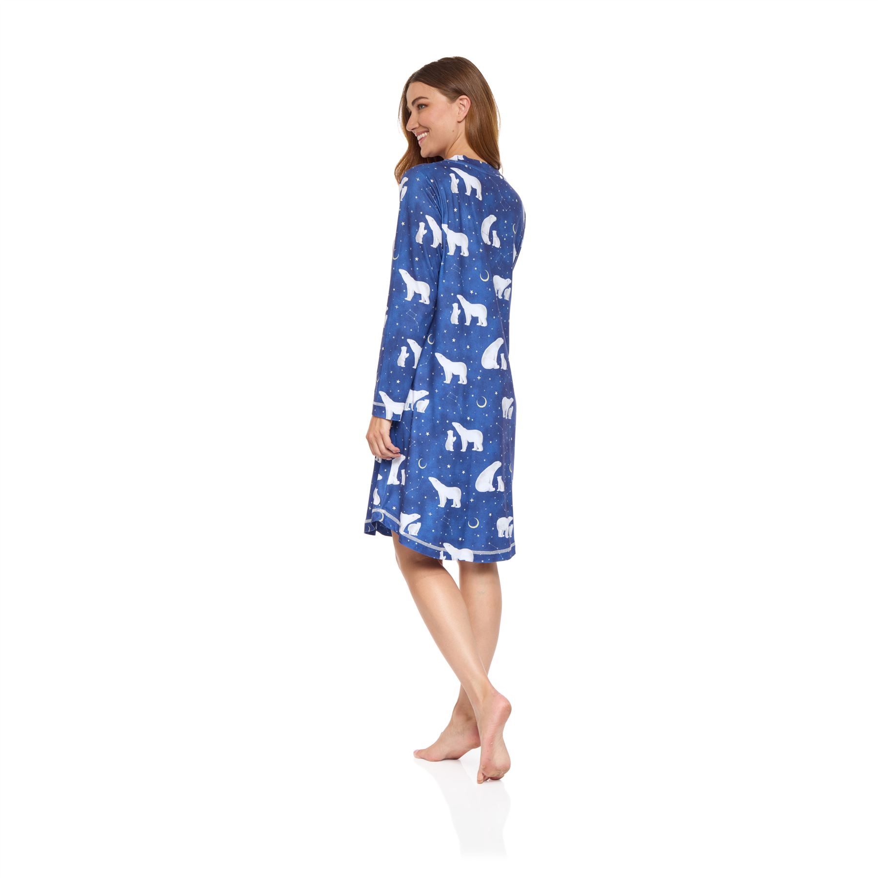 Womens Nightdress Long Sleeve Jersey Knit Ladies Nightie UK 8-22 - Picture 32 of 45