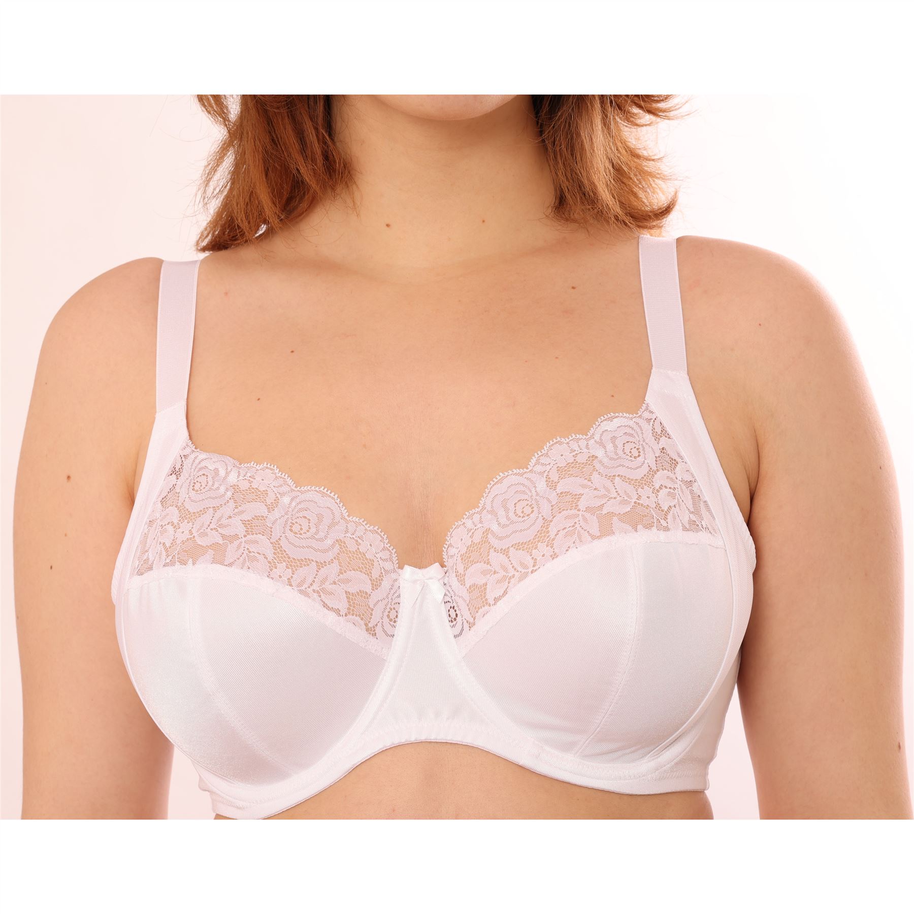 Gemm Dessous Vollschalen BH ohne Bügel ungepolstert Satin Blumen Spitze weiß - Bild 18 von 20