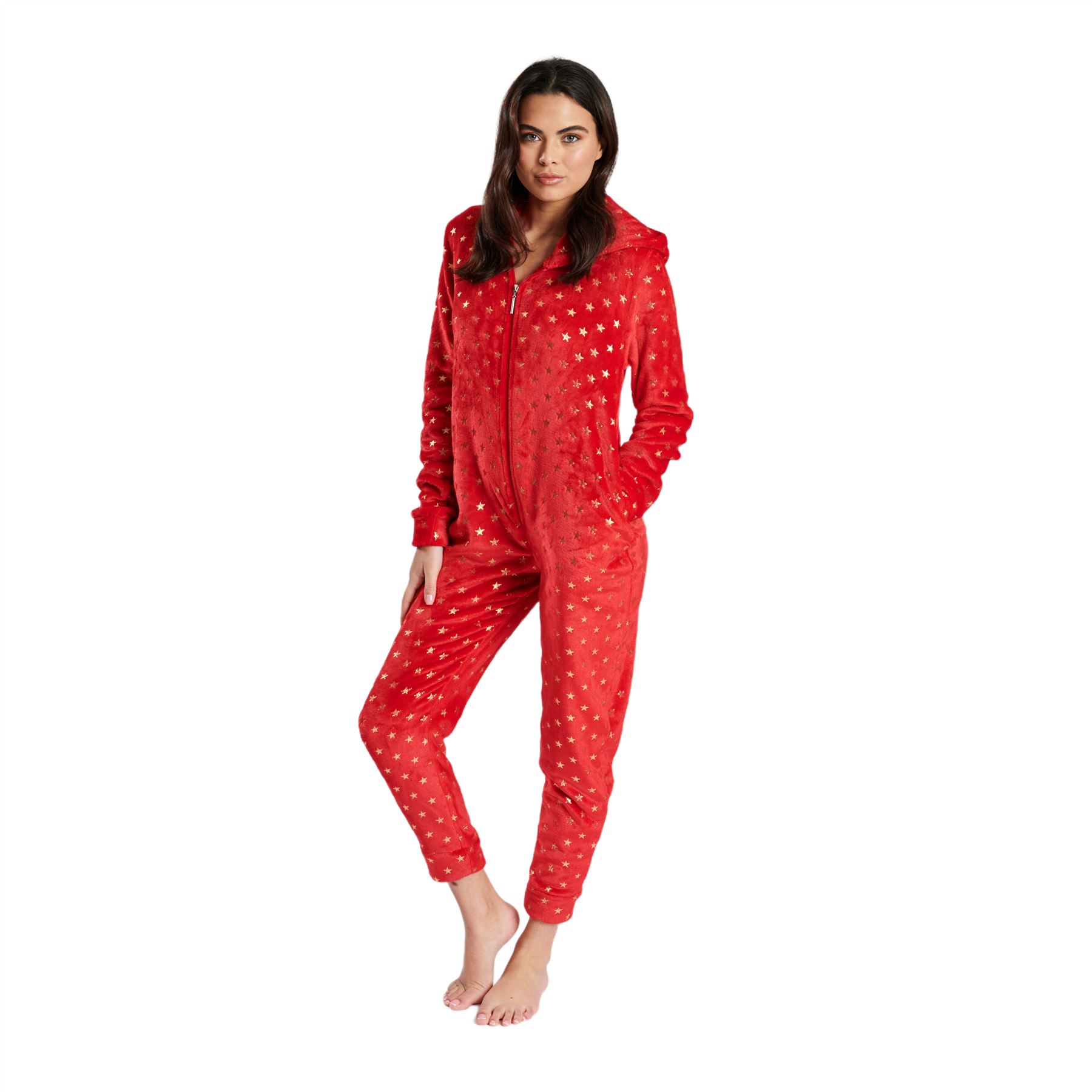 Ladies Christmas Fleece All In One Adult Womens Jumpsuit Xmas Pyjamas Size 8-22 - Picture 17 of 22