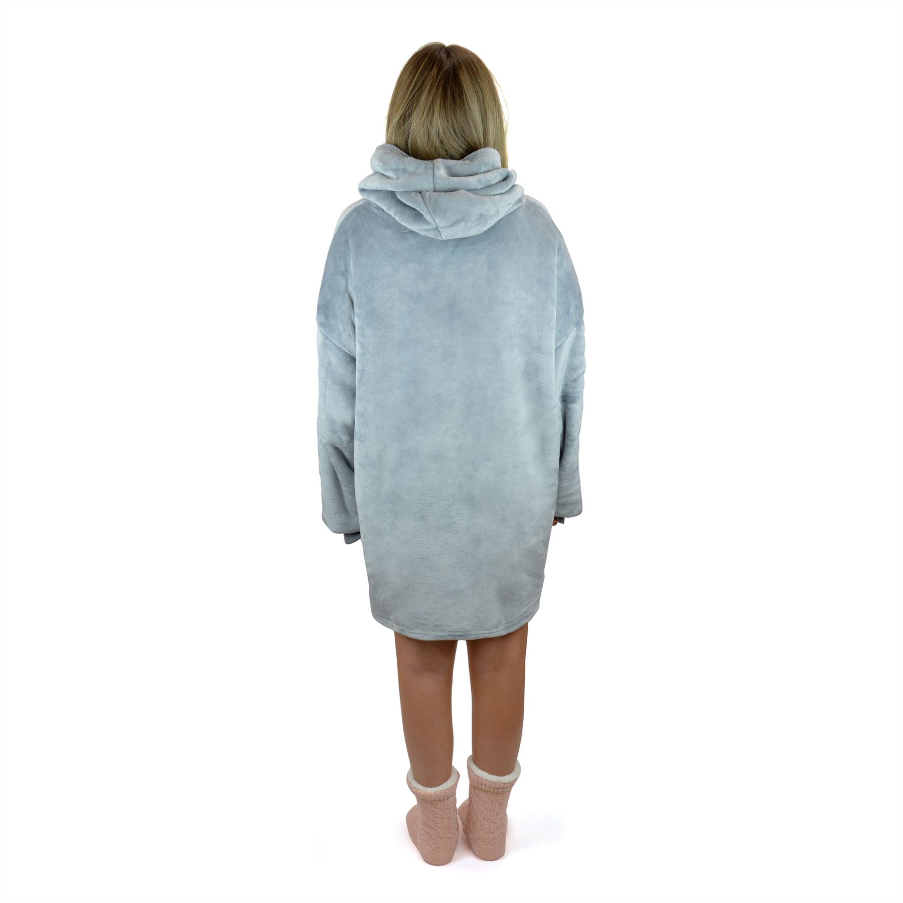 Ladies Oversized Sherpa Fleece Lined Hooded Blanket Warm Winter Adult Hoodie - Picture 11 of 11