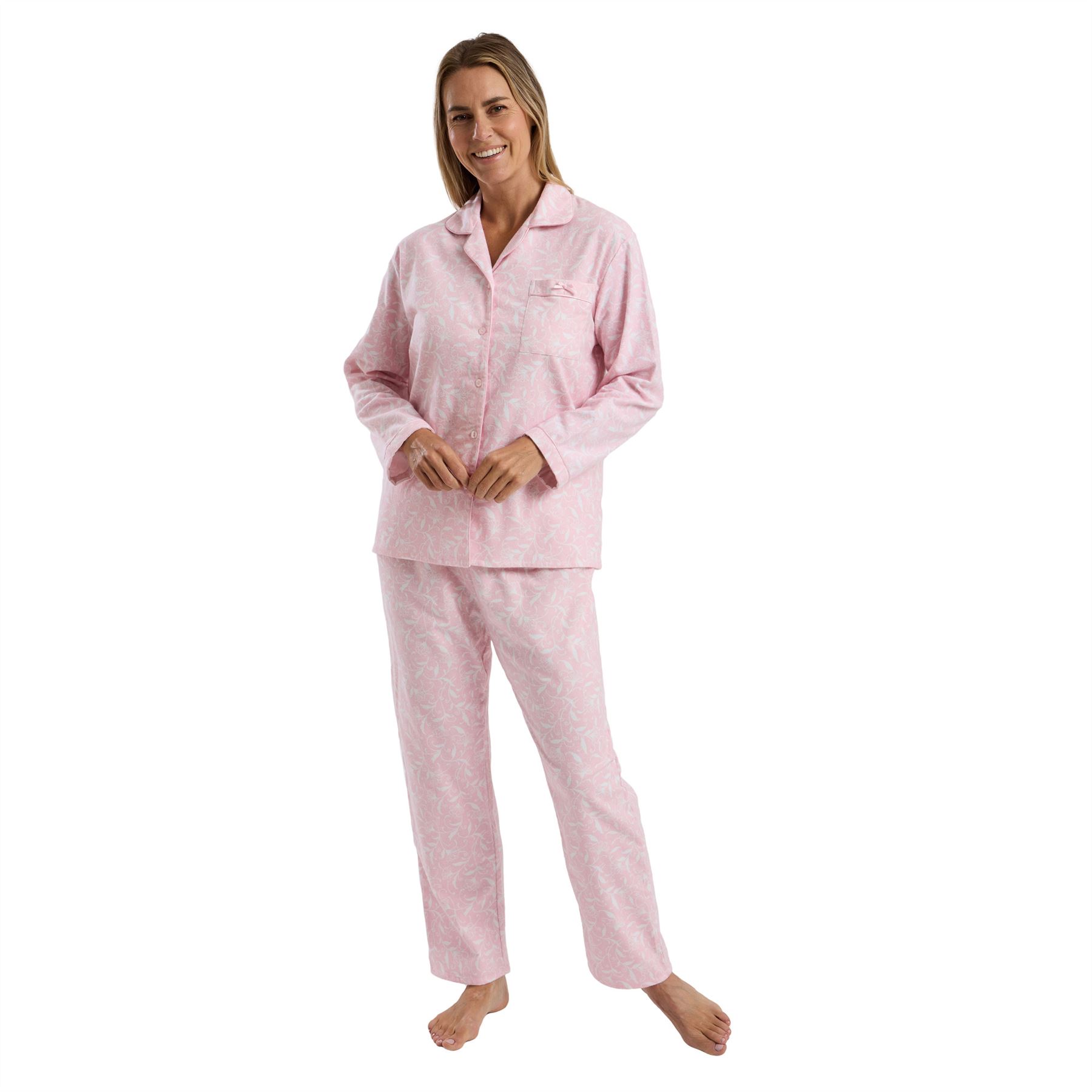 100% Brushed Cotton Pyjamas Ladies Winceyette Pyjama Set Size 8-26 - Picture 83 of 104