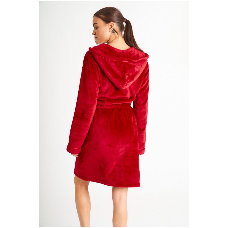 Ladies Super Soft Hooded Fleece Robe Dressing Gown - Picture 63 of 75