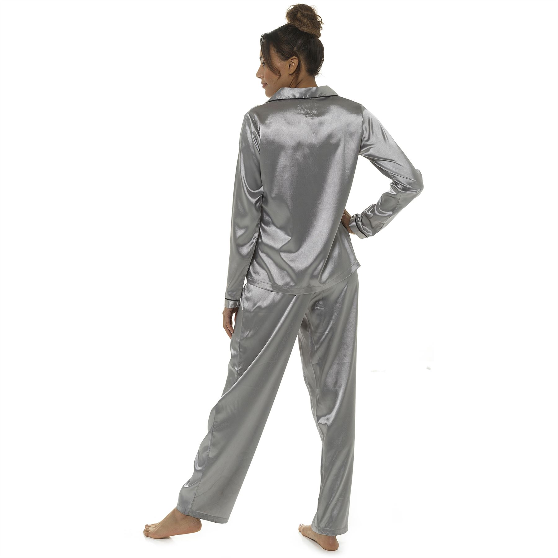Pijamas de satén manga larga para dama/mujer PJs talla 8-22 - Imagen 5 de 5
