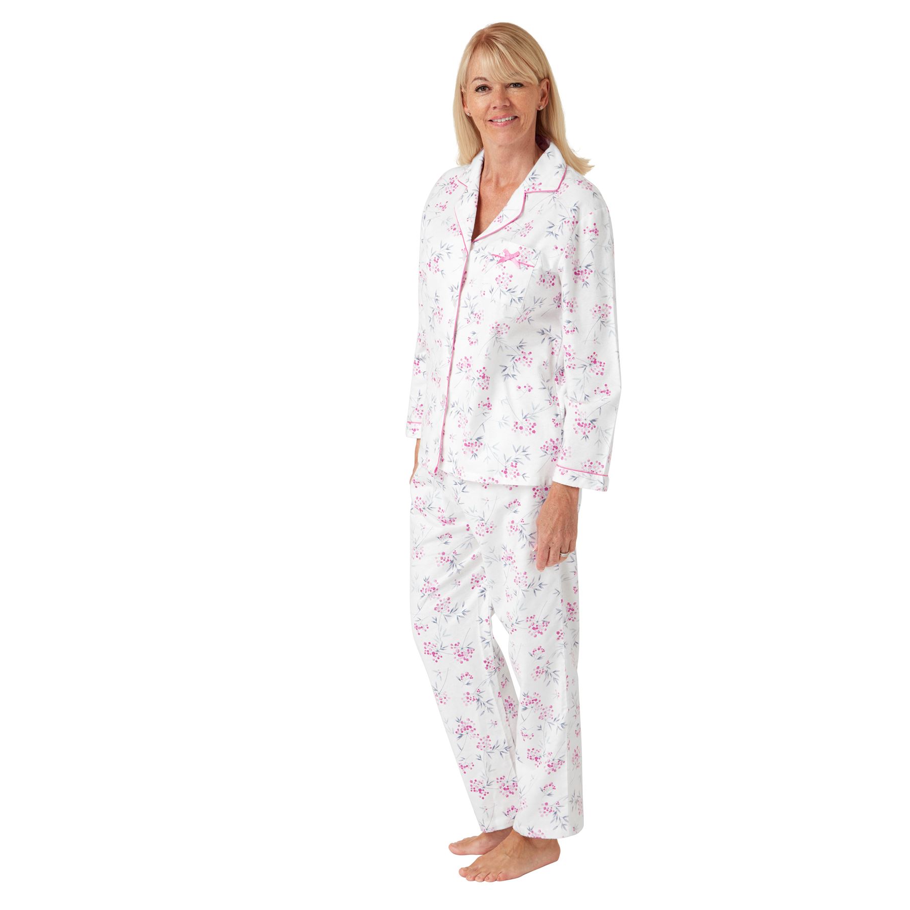 100% Brushed Cotton Pyjamas Ladies Winceyette Pyjama Set Size 8-26 - Picture 97 of 104