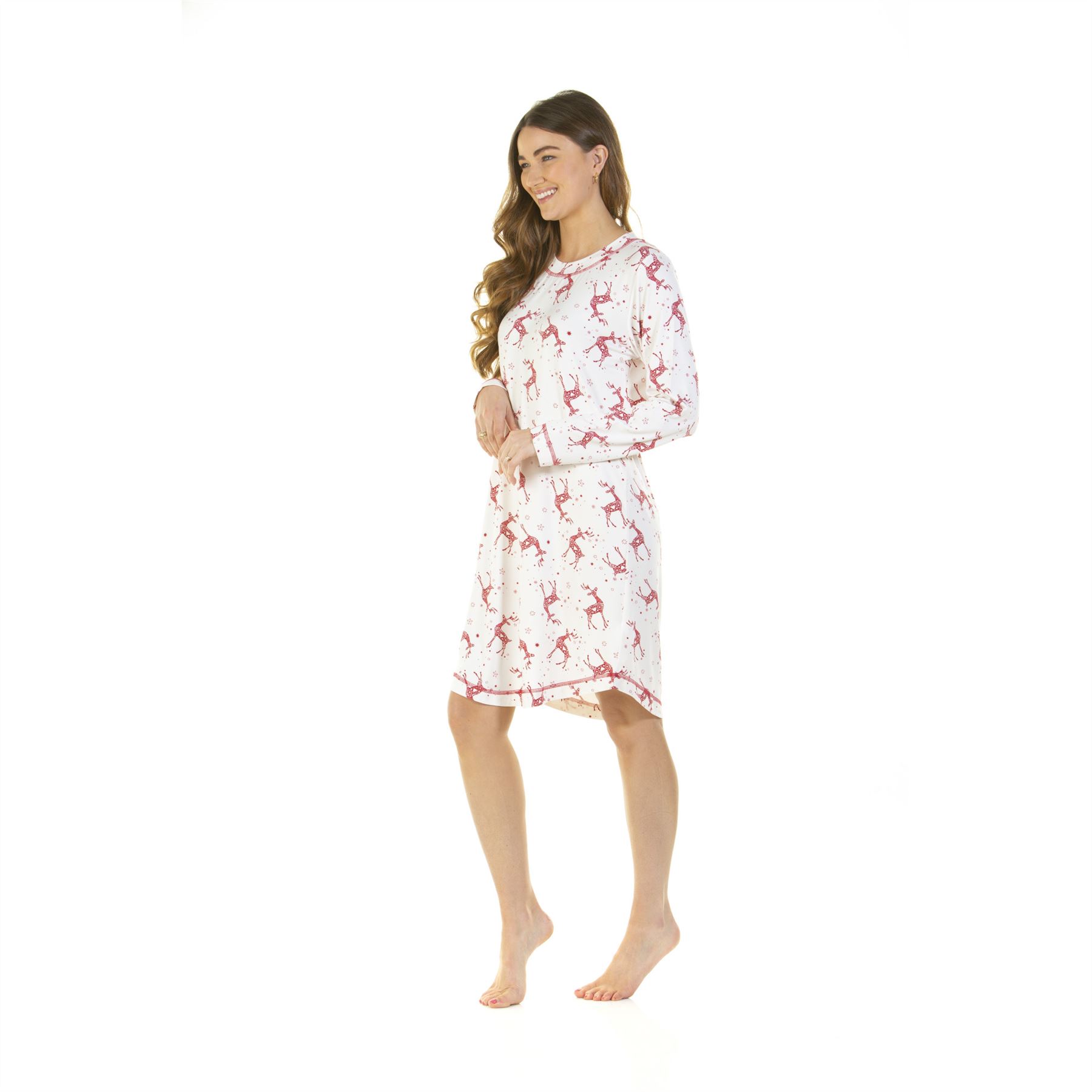 Womens Nightdress Long Sleeve Jersey Knit Ladies Nightie UK 8-22 - Picture 26 of 45