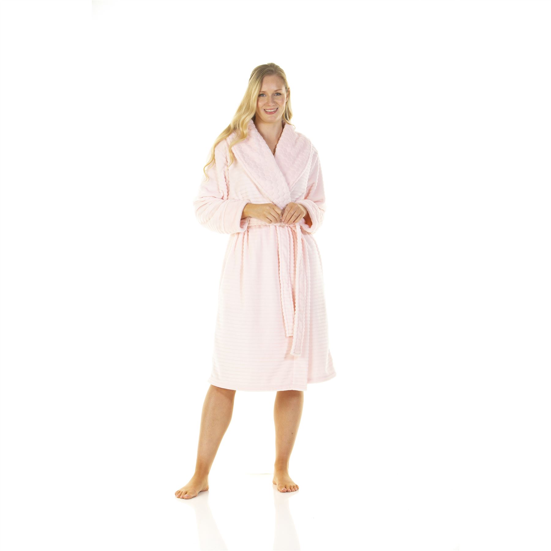 Womens Dressing Gown Ladies Cut Out Shawl Collar Fleece Super Soft Robe UK 10-20 - Picture 29 of 31