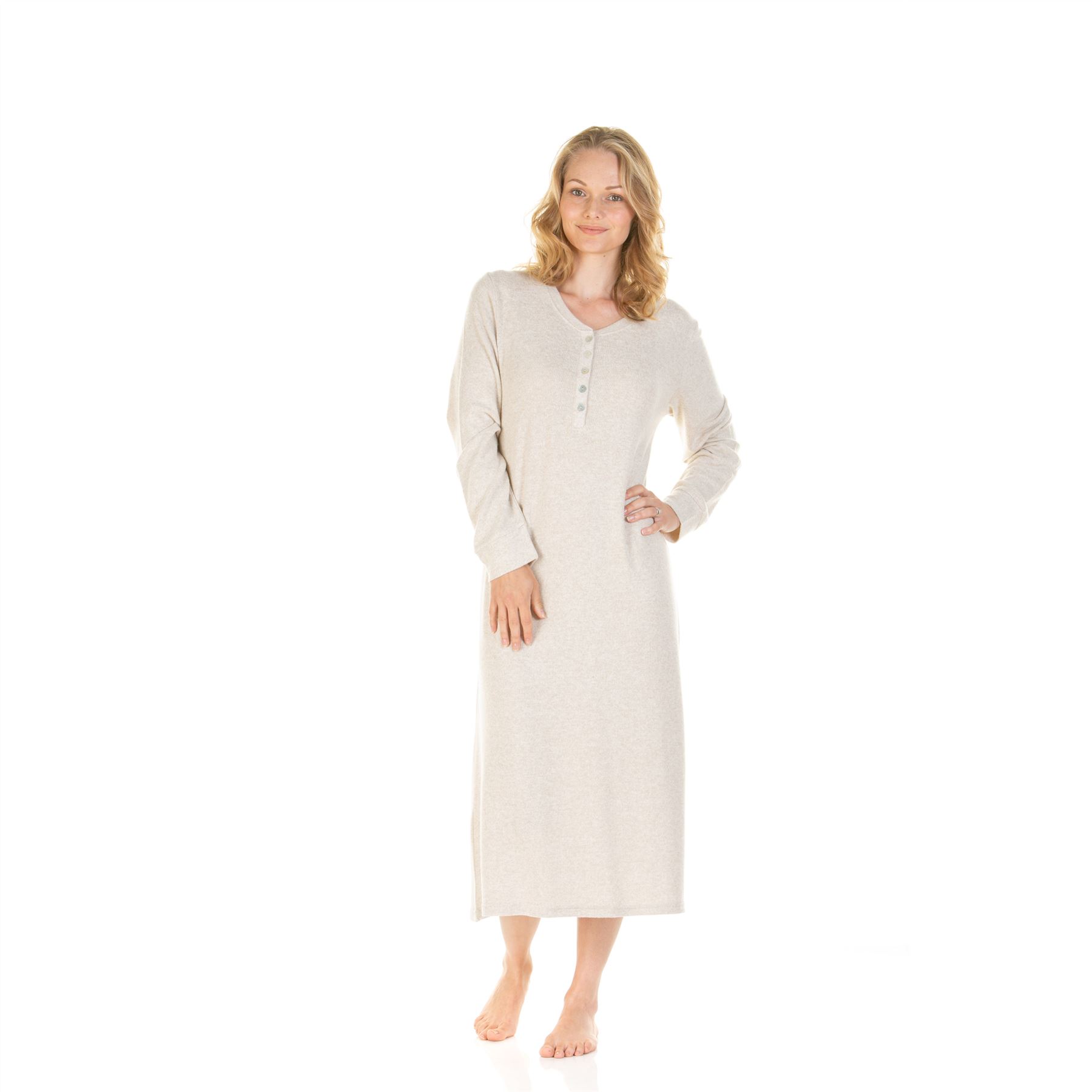 Womens Ladies Brushed Long Sleeve Nightdress Nightie Size 8-22 - Picture 14 of 33