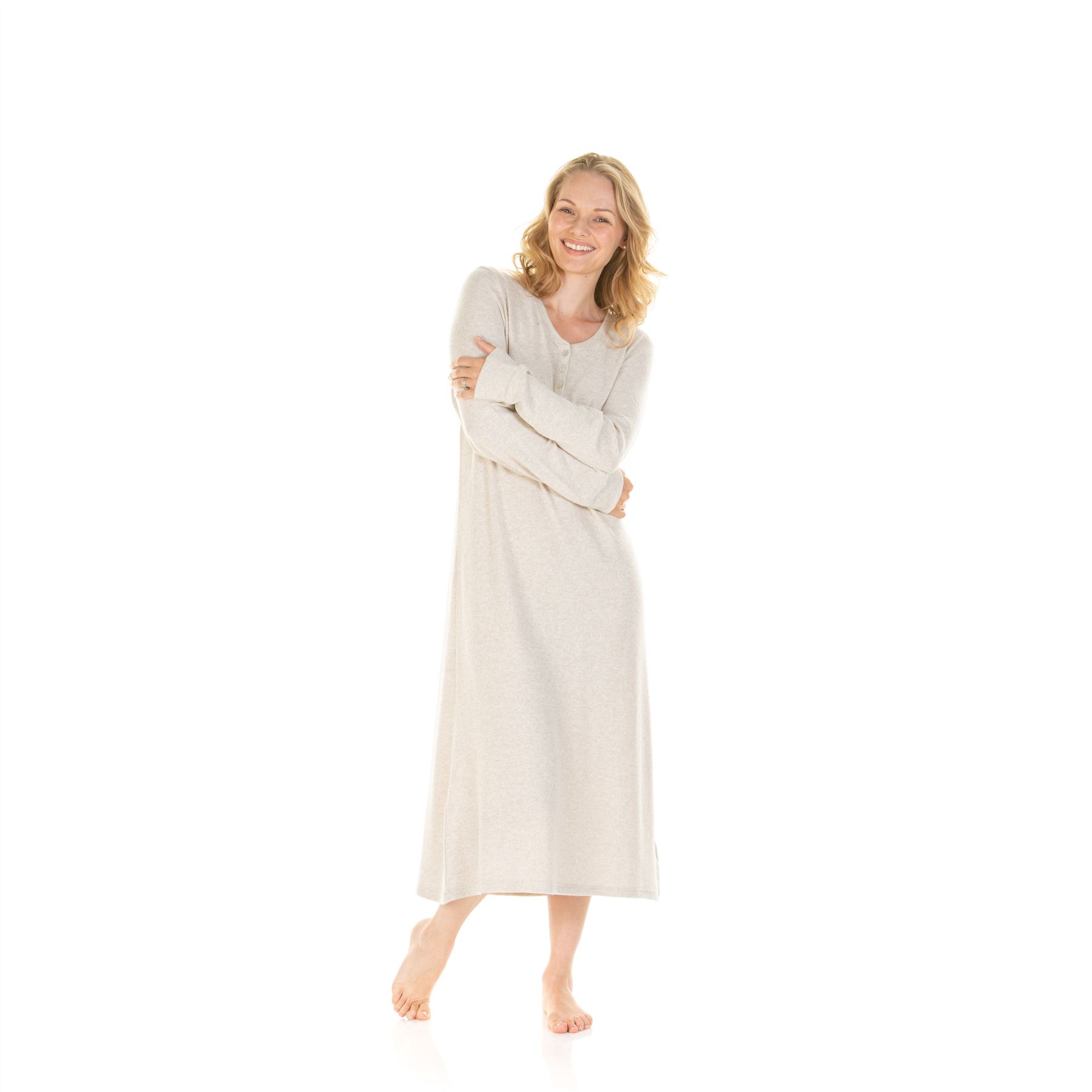 Womens Ladies Brushed Long Sleeve Nightdress Nightie Size 8-22 - Picture 16 of 33