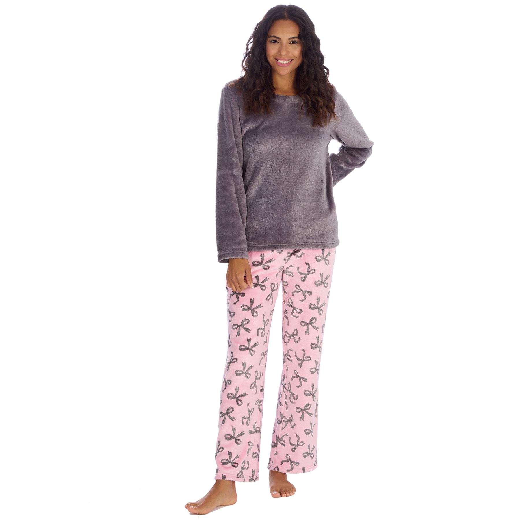 Womens Fleece Pyjamas Ladies Lounge Pyjama Nightwear Set Size 8-22 - Picture 31 of 40