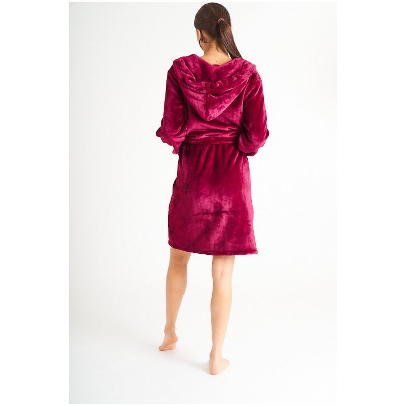 Ladies Super Soft Hooded Fleece Robe Dressing Gown - Picture 61 of 75