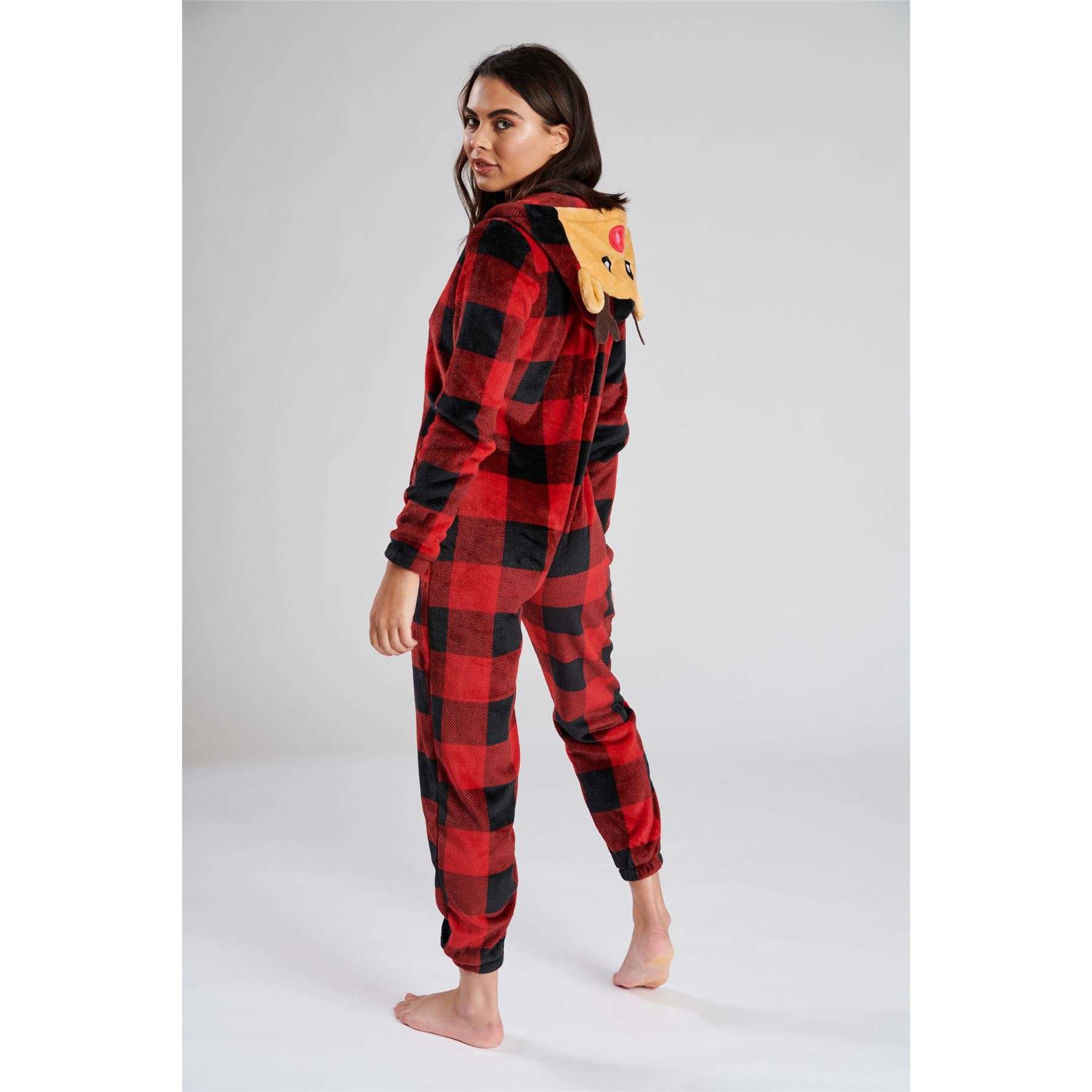 Ladies Christmas Fleece All In One Adult Womens Jumpsuit Xmas Pyjamas Size 8-22 - Picture 10 of 22