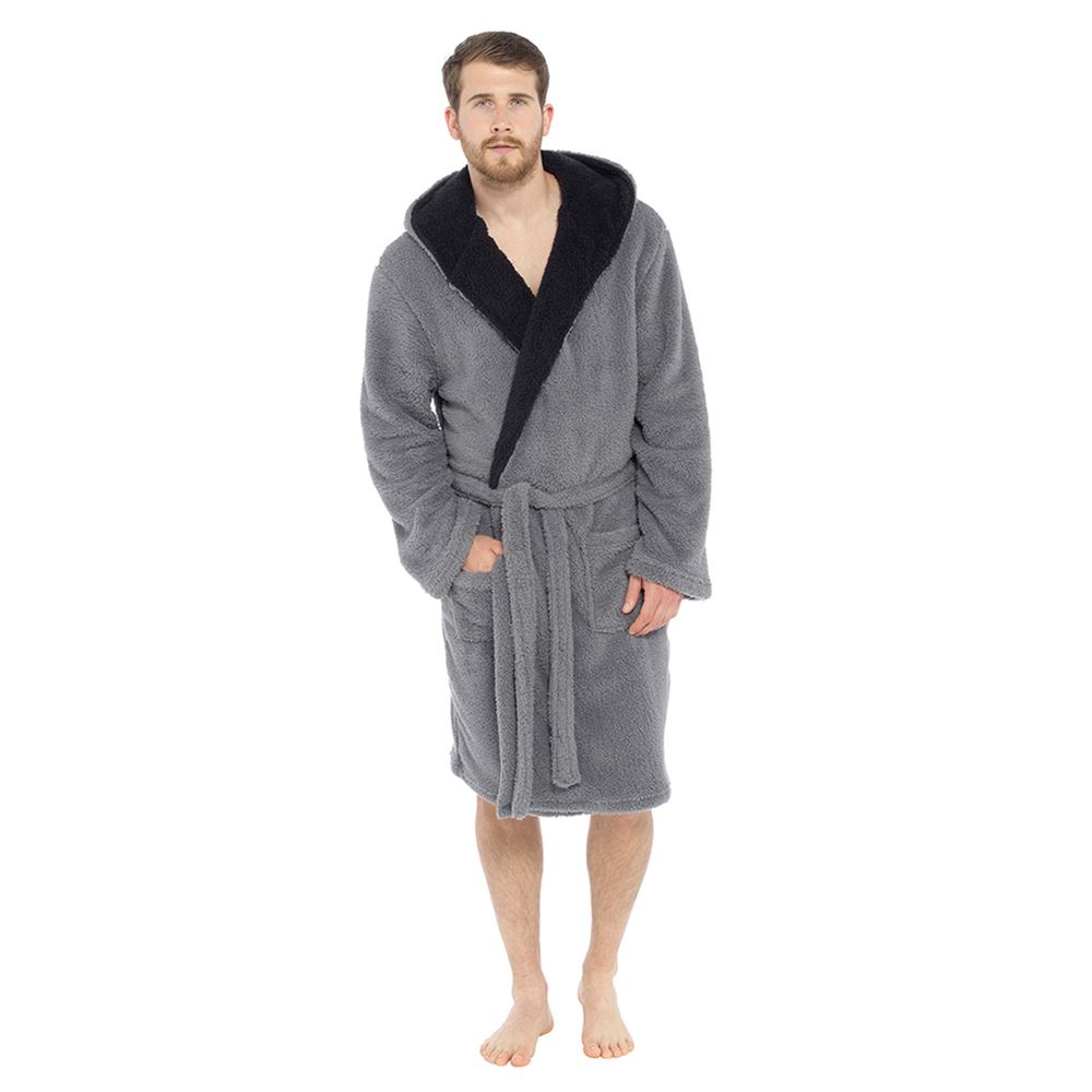 Vestido de baño súper suave de lana con capucha gris talla M-XXL NUEVO - Imagen 2 de 2
