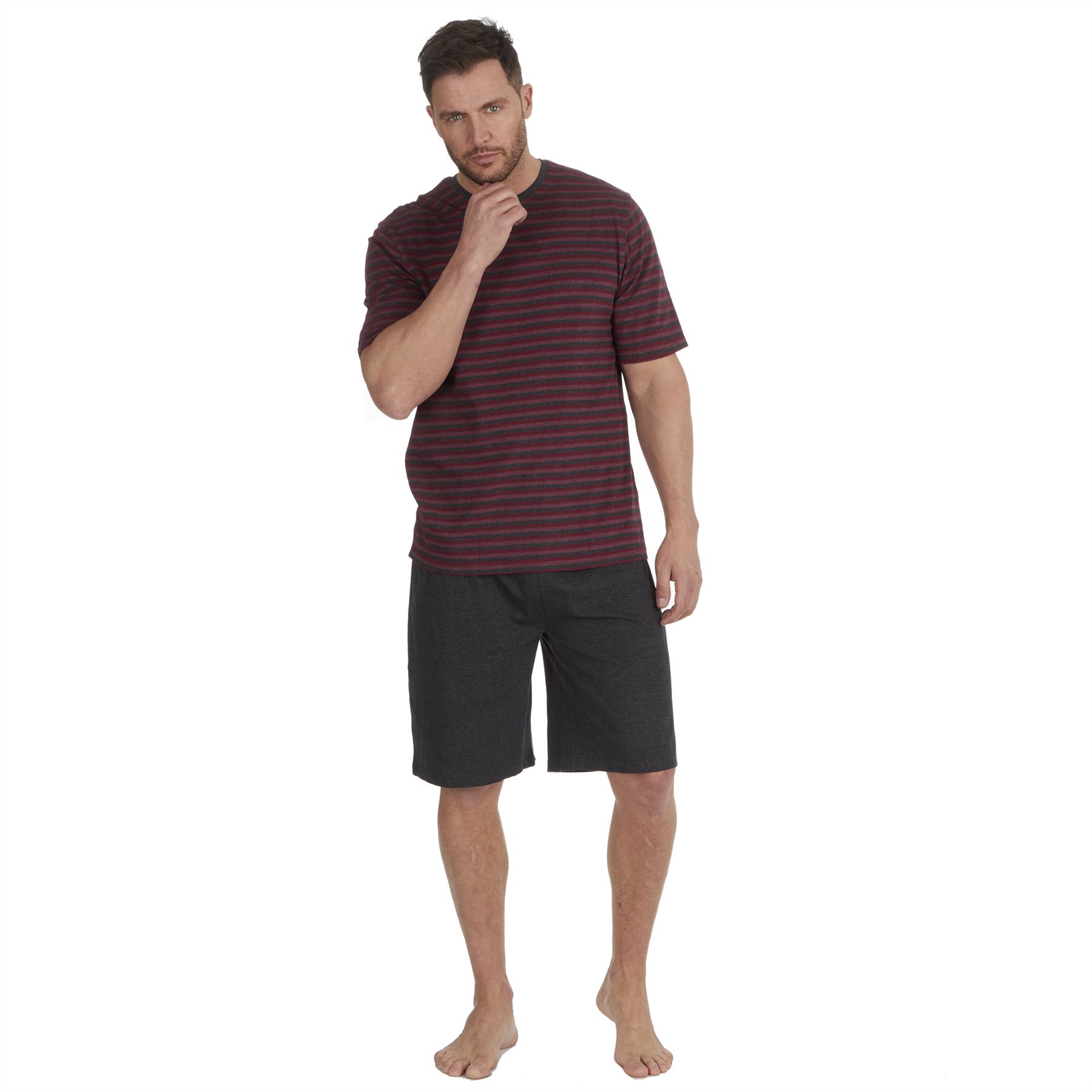 Mens Striped Pyjamas Short Sleeve/Shorts Lounge Pyjama Set Size S-XXL - Picture 7 of 7