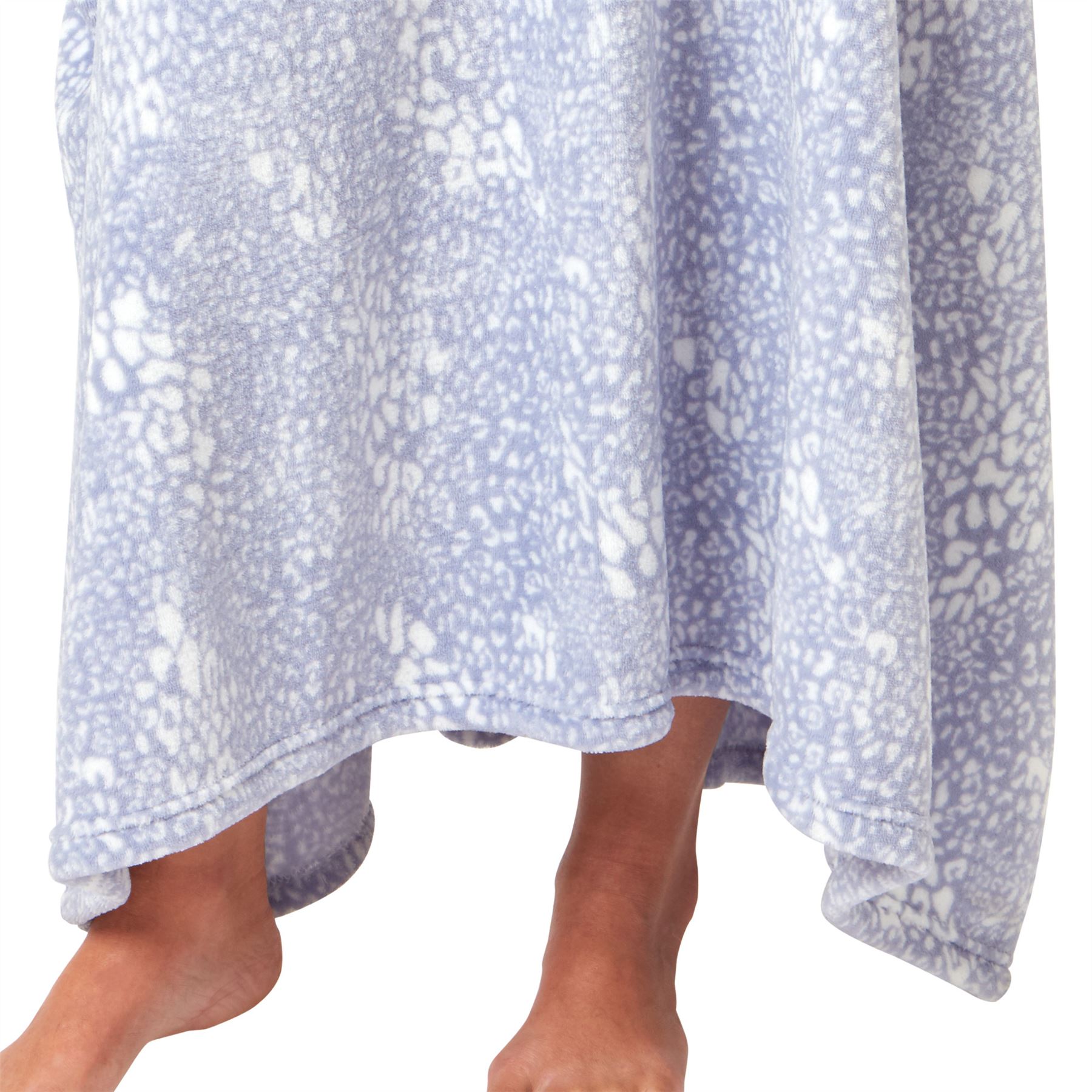 Womens Oversized Poncho Animal Print Fleece Hooded Blanket Blue Pink Robe - Picture 15 of 20