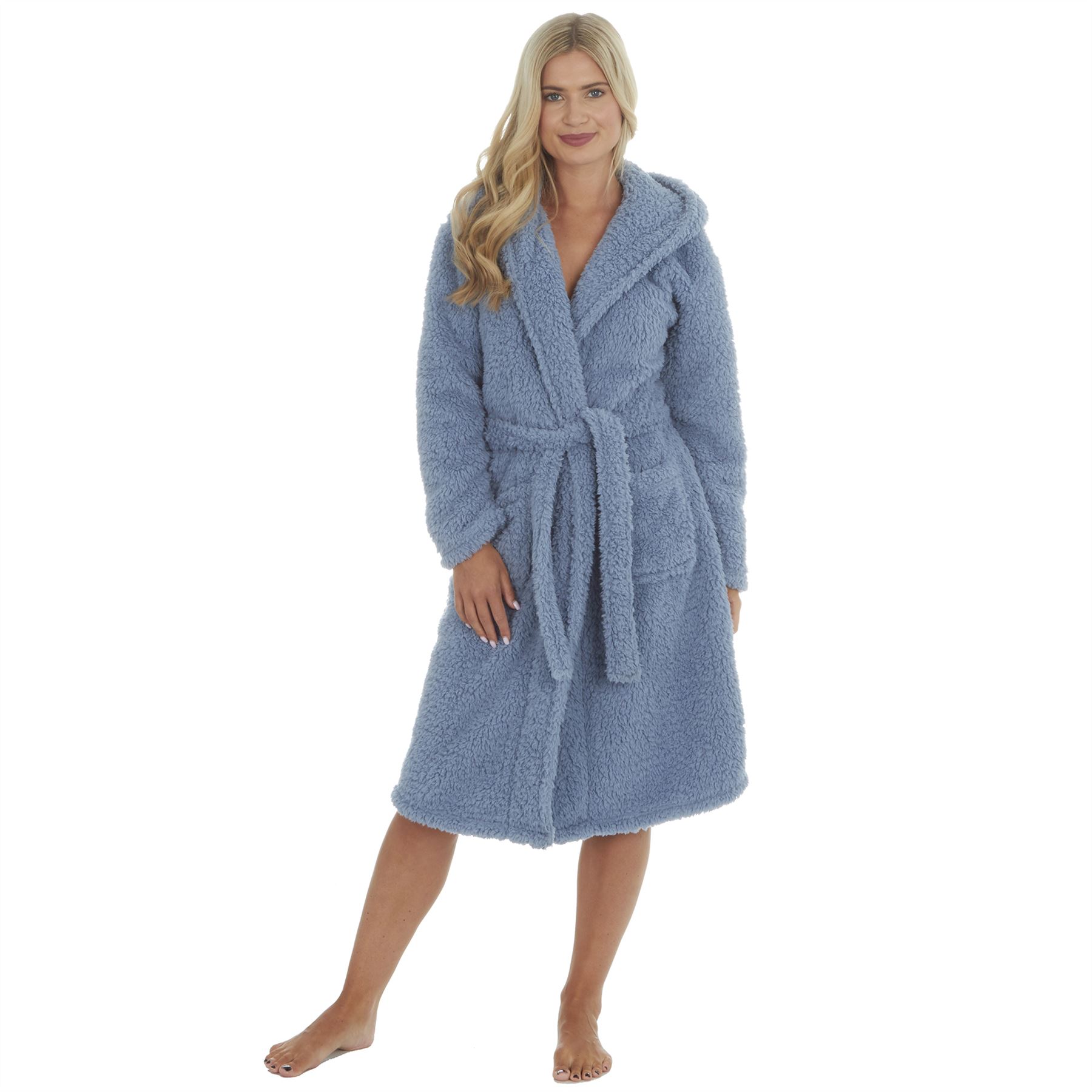 Womens Dressing Gown Robe Ladies Girls Super Soft Fleece Bathrobe Size 8 - 32 - Picture 34 of 83