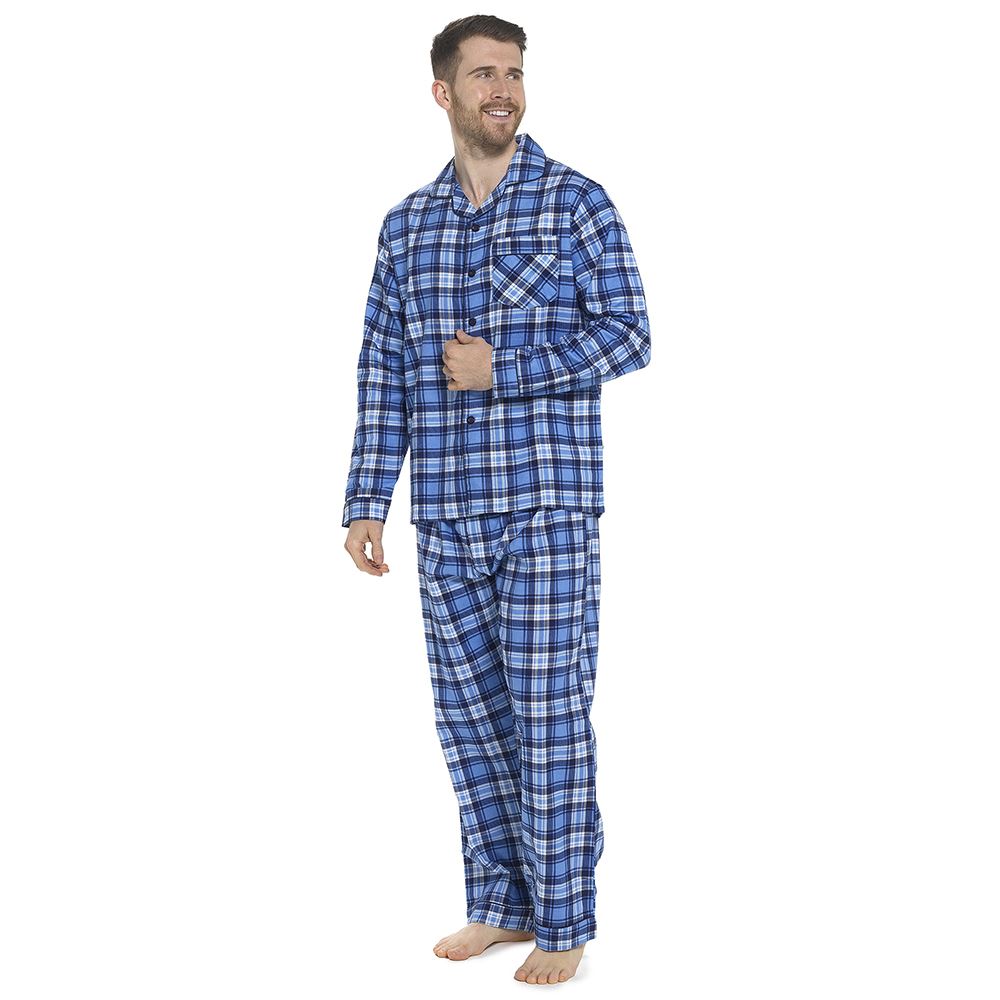 Herren-Pyjama-Set aus 100 % gebürstete Baumwolle Flanell kariert gestreift traditionelle PJs - Bild 13 von 28