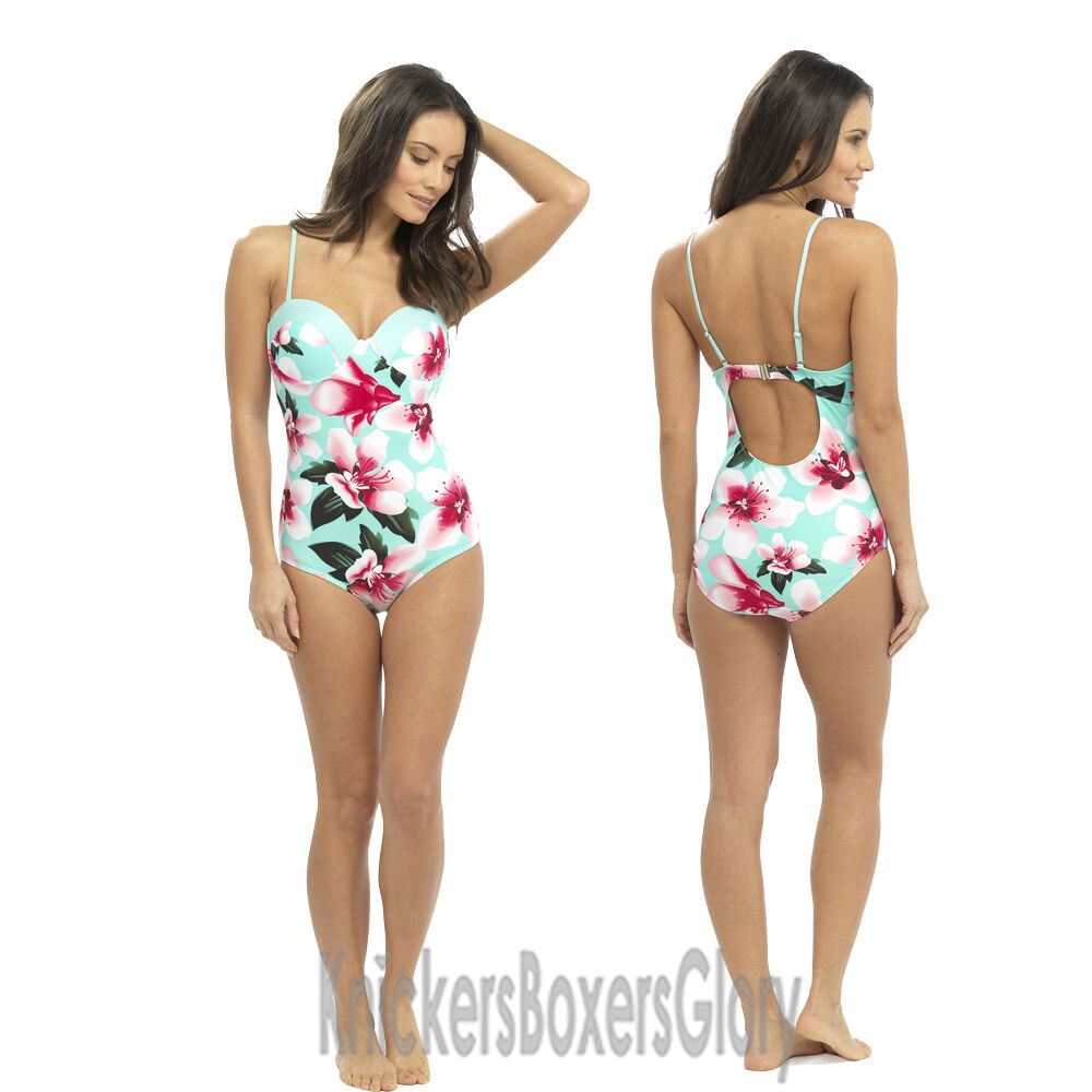 Ladies Bandeau Halter Strappy Padded Swimsuit Swimming Costume - Imagen 13 de 15