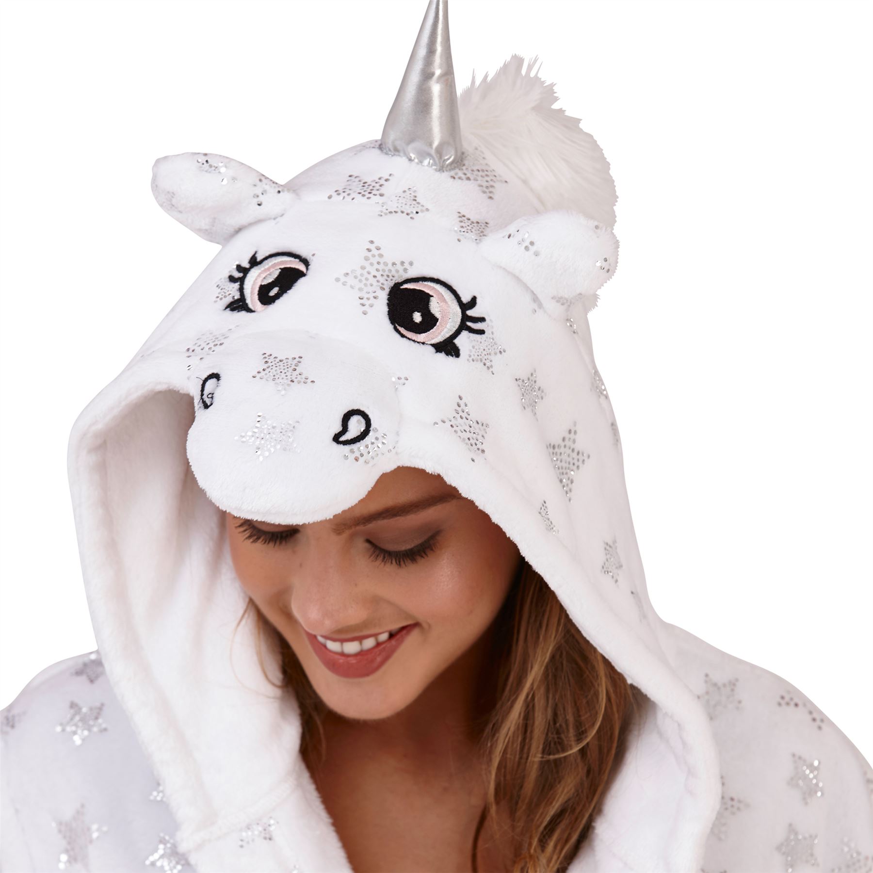 Womens Fleece Robe Dressing Gown With Novelty Hood Ladies Girls Size 8-22 - Picture 73 of 75