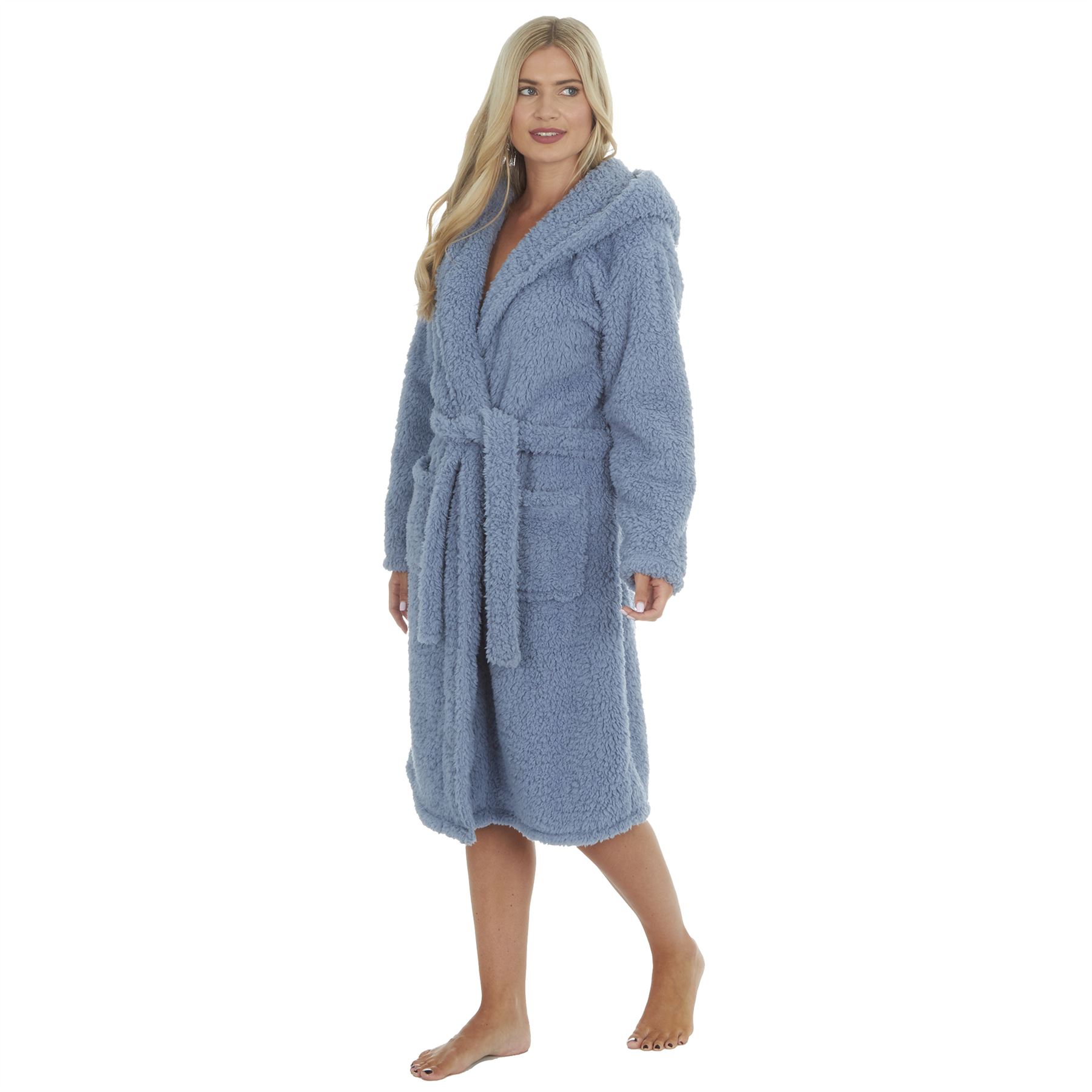 Womens Dressing Gown Robe Ladies Girls Super Soft Fleece Bathrobe Size 8 - 32 - Picture 33 of 83