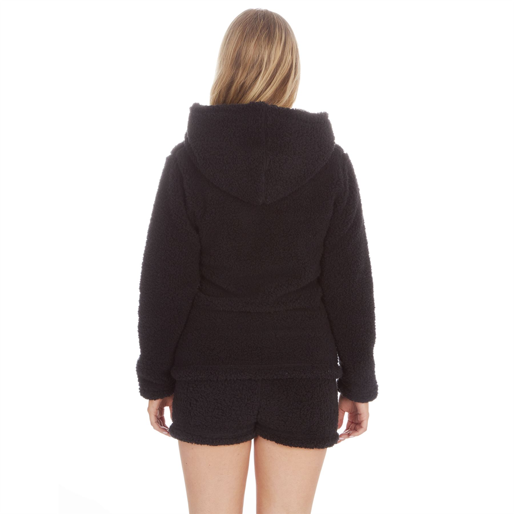 Damen weicher dicker Sherpa Kapuze Borg Fleece Hoodie Pullover Hoody Lounge Top - Bild 5 von 15