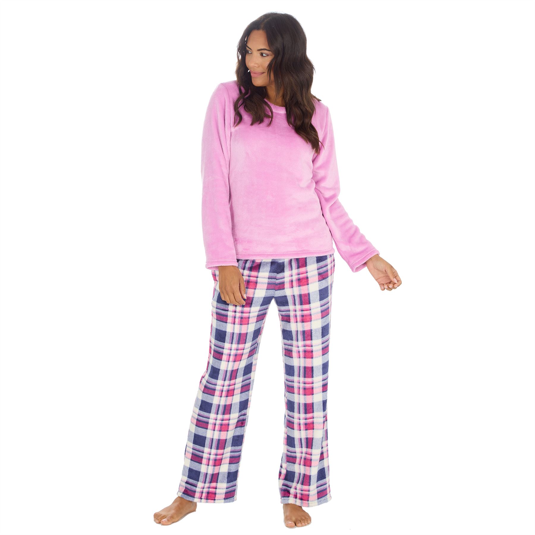 Womens Fleece Pyjamas Ladies Lounge Pyjama Nightwear Set Size 8-22 - Picture 15 of 40